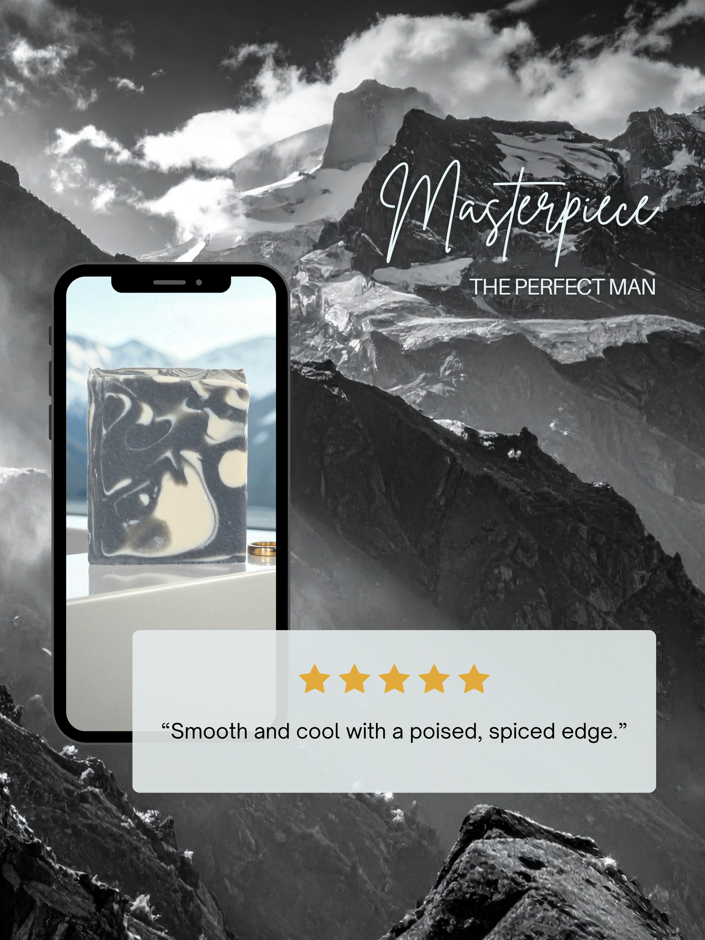 Customer review graphic for Masterpiece the Perfect Man beer soap bar