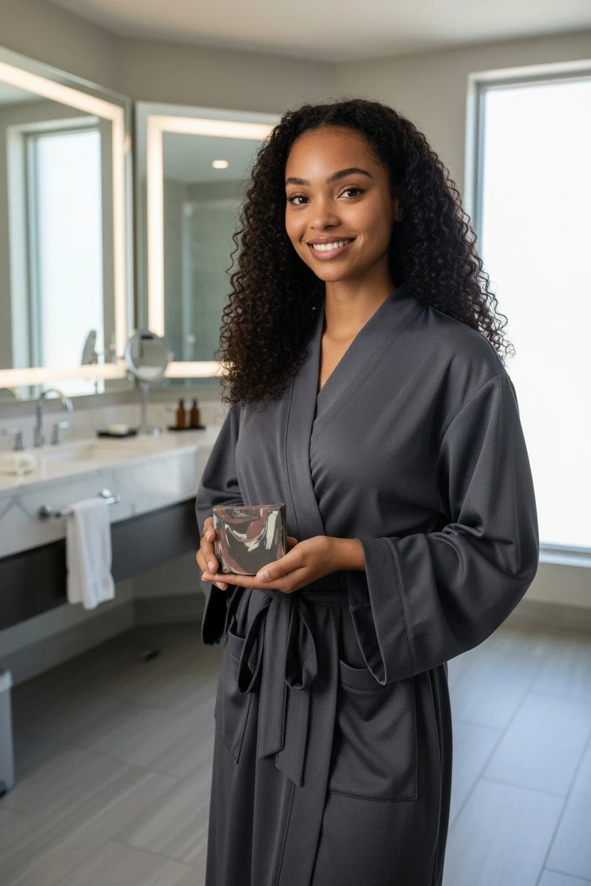 The Truth Cashmere Cream beer soap bar in hand