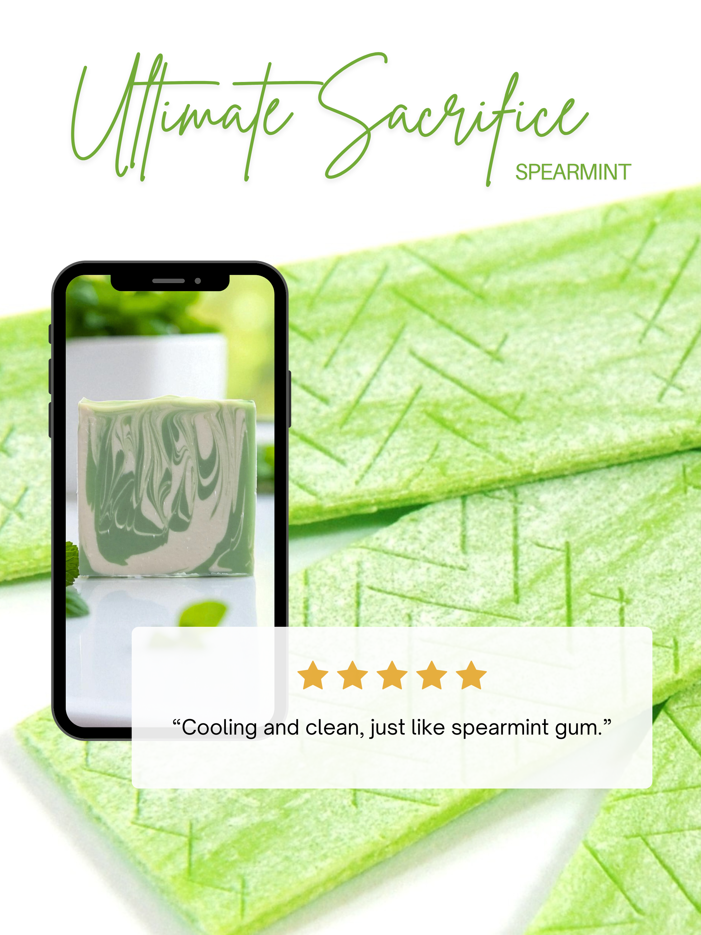 Customer review graphic for Ultimate Sacrifice Spearmint beer soap bar