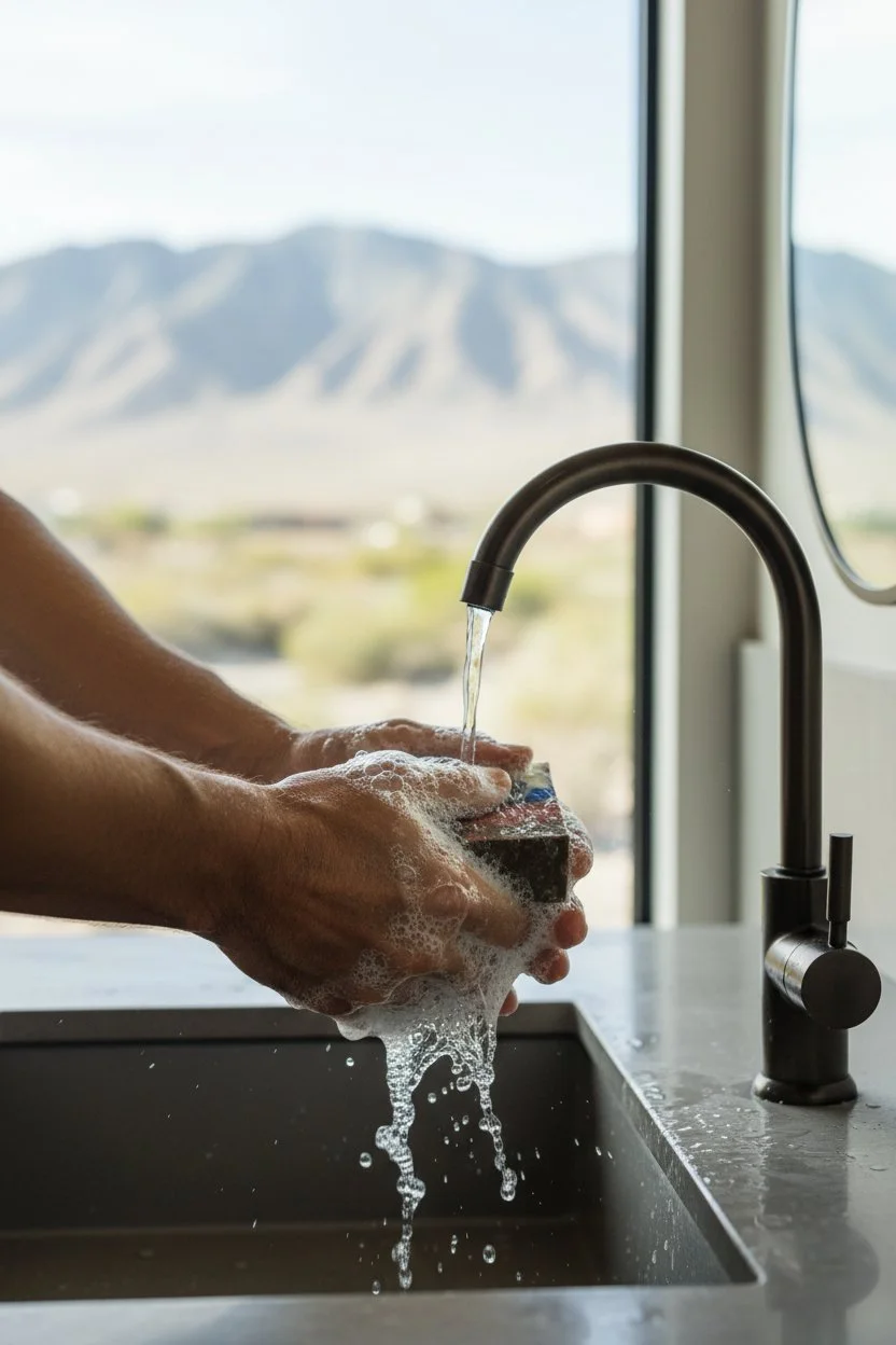 Calvary Love of Jesus beer soap bar being used at sink