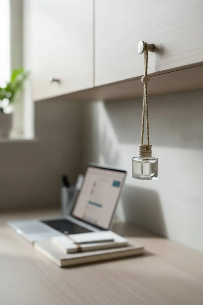 Car & Small Space Hanging Air Freshener hanging in workspace