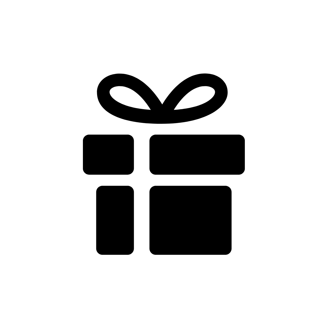 Silhouette of a wrapped gift box with a bow on top.