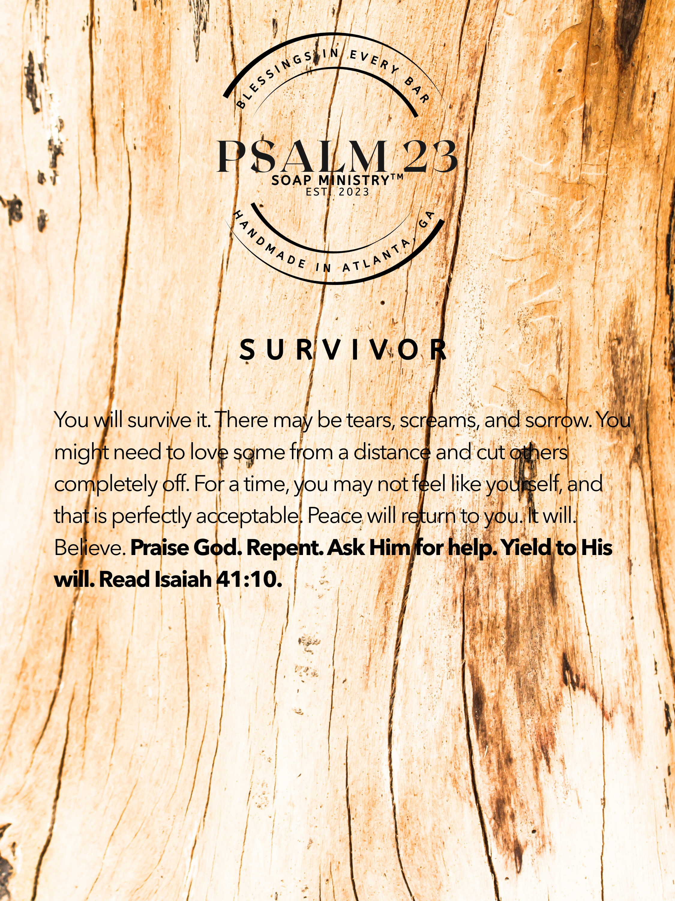 Survivor Sandalwood Stream scripture story card