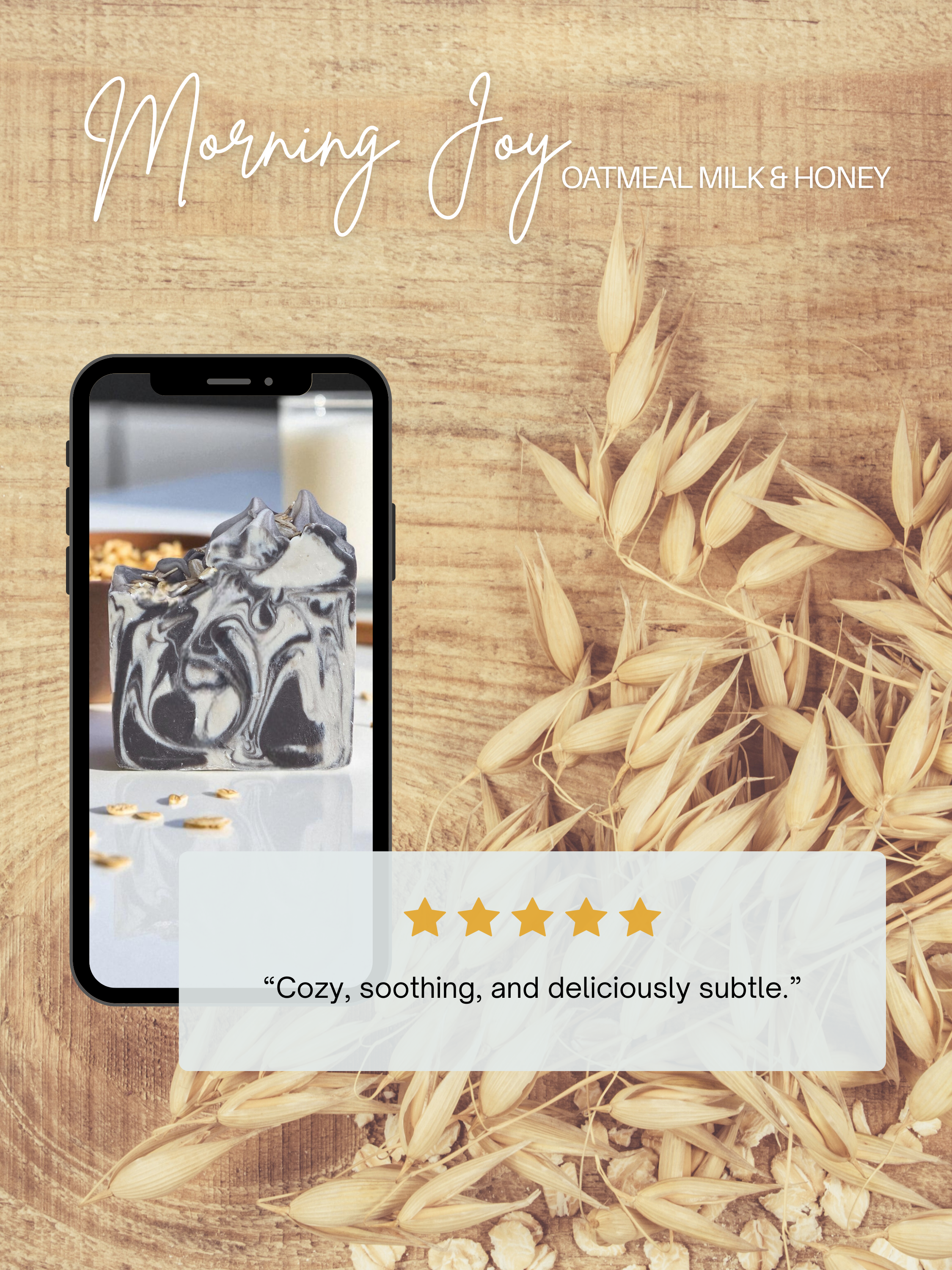 Customer review graphic for Morning Joy Oatmeal Milk & Honey beer soap bar