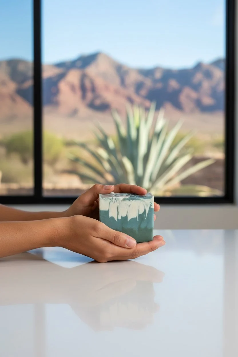 Fuente de Vida Blue Agave beer soap bar in hand