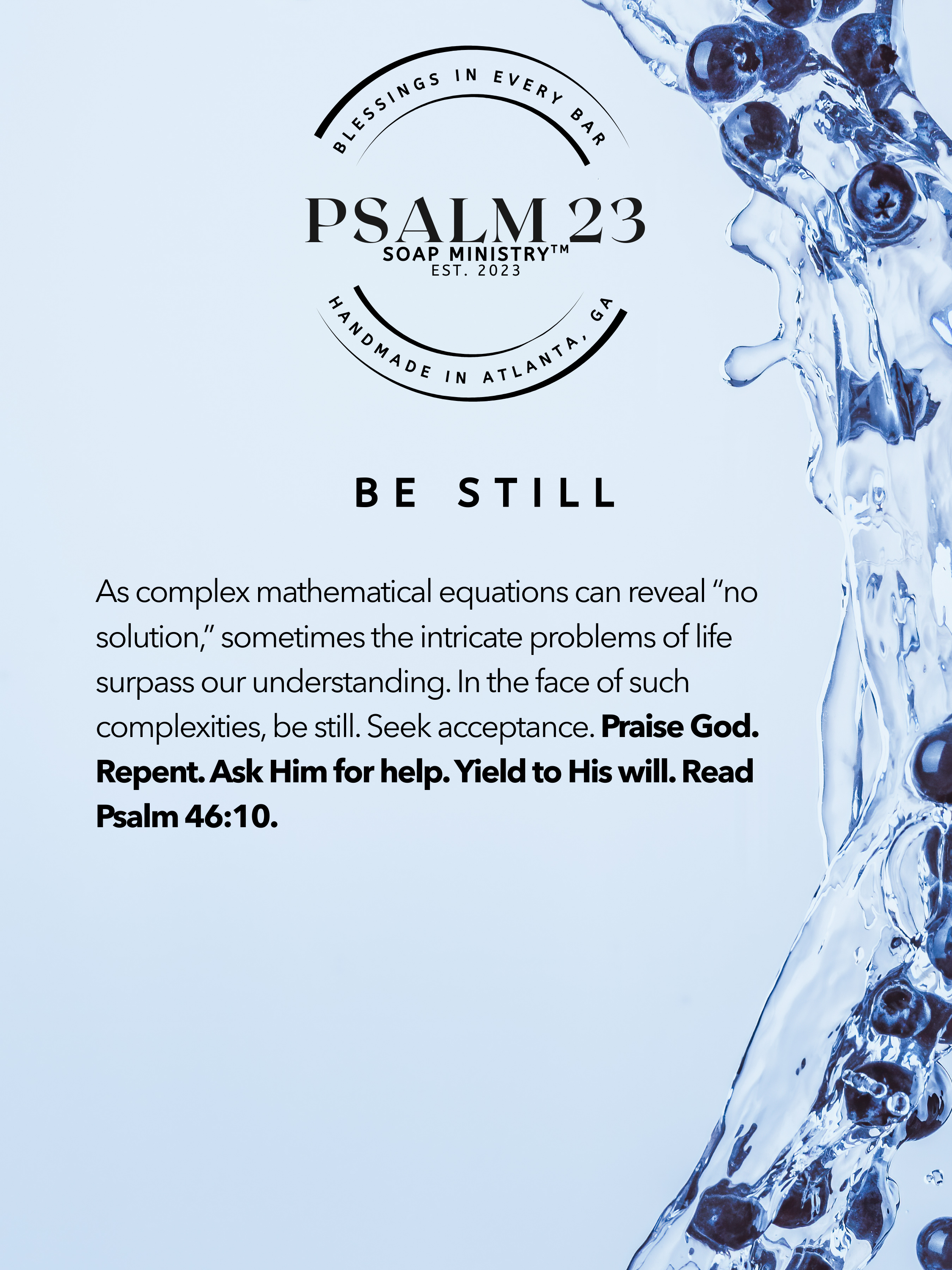 Be Still Blueberry Jam scripture story card