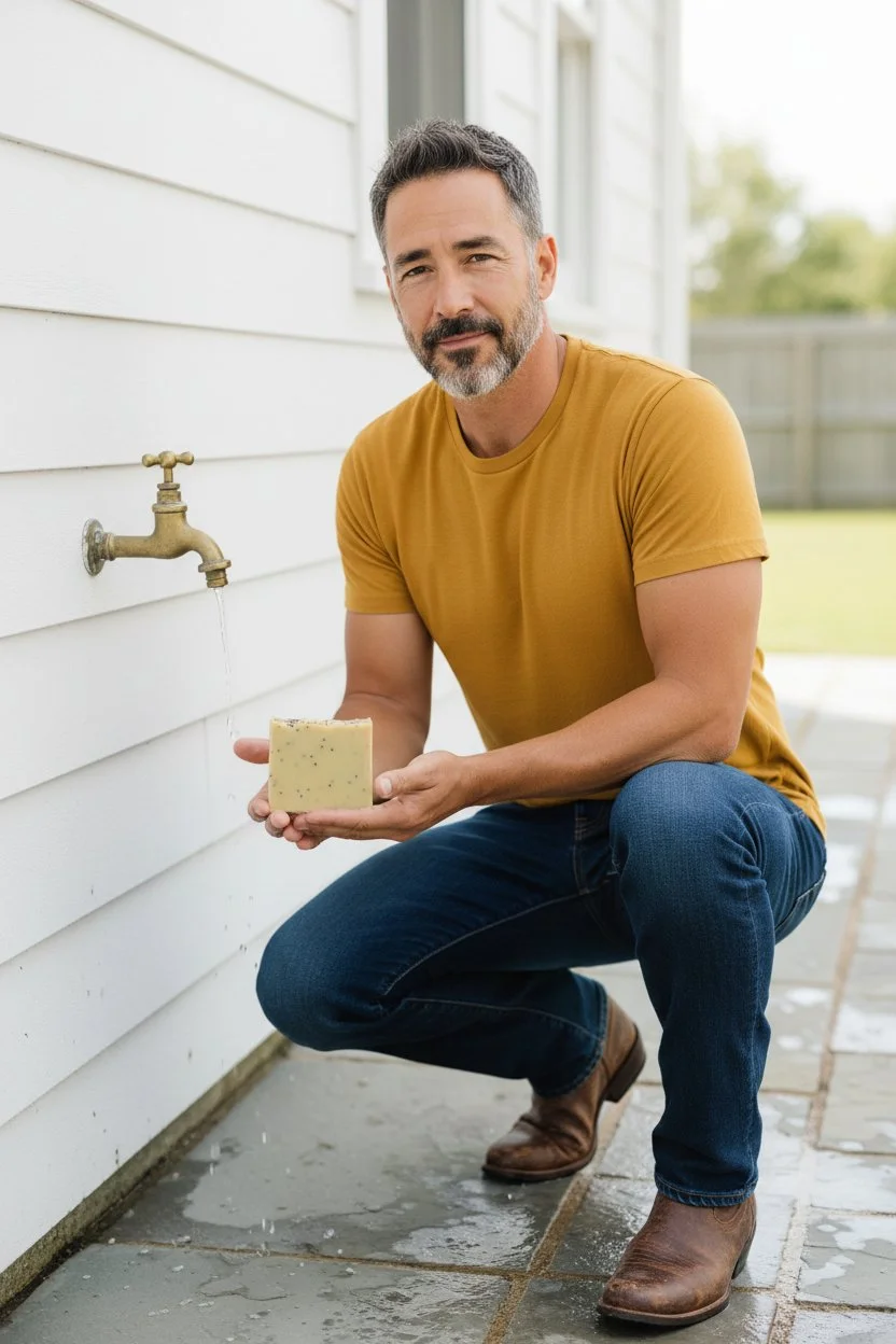 Mustard Seed Faith Heaven's Gate beer soap bar in hand