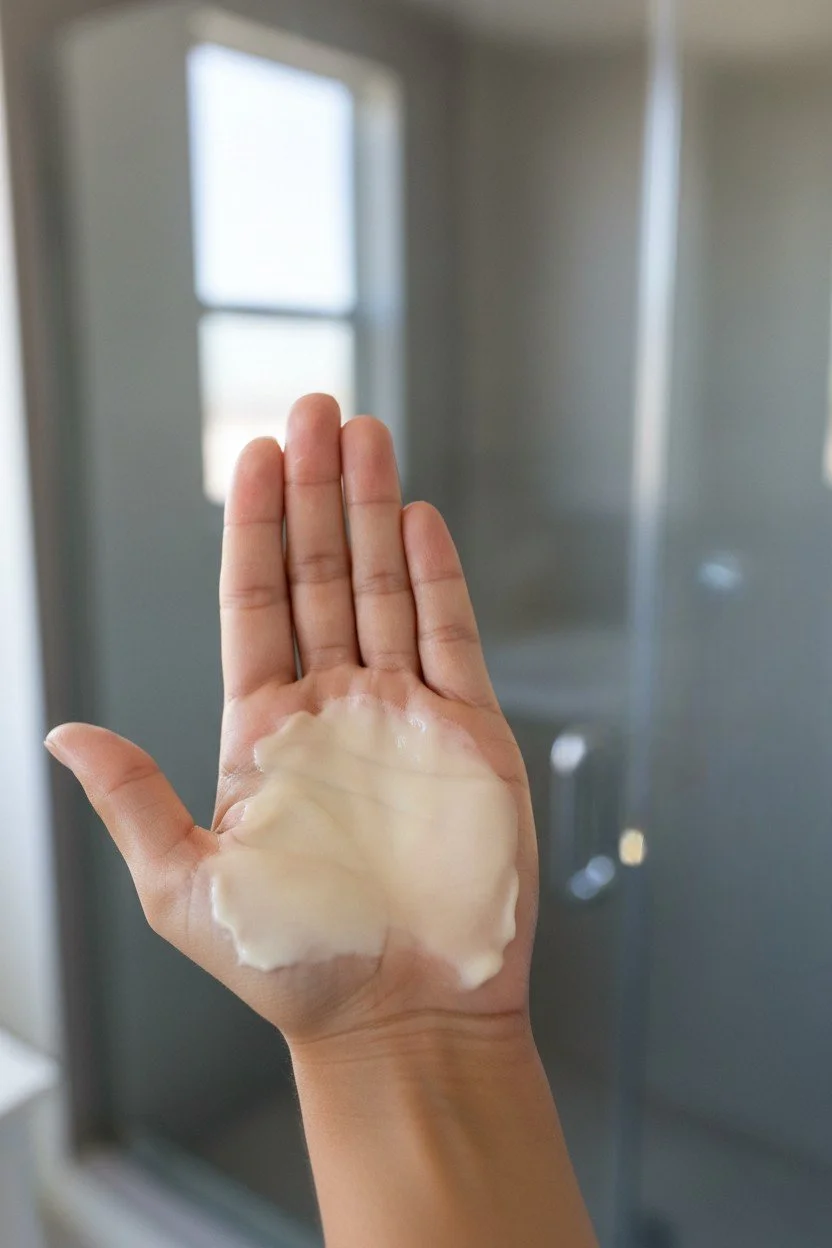 Body butter in the palm of a hand