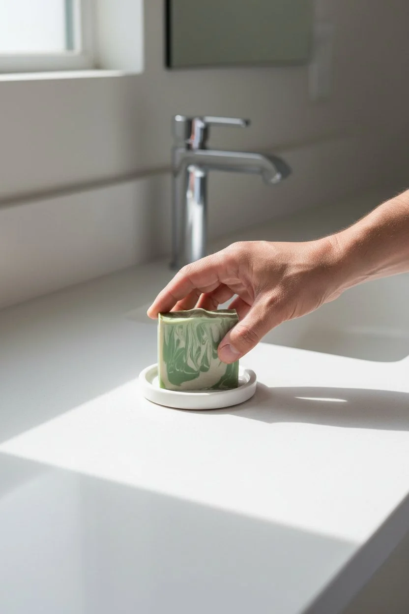 Ultimate Sacrifice Spearmint beer soap bar in hand