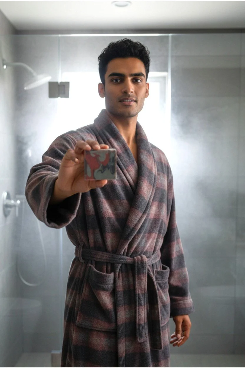 Faithfulness Flannel Blanket beer soap bar in hand