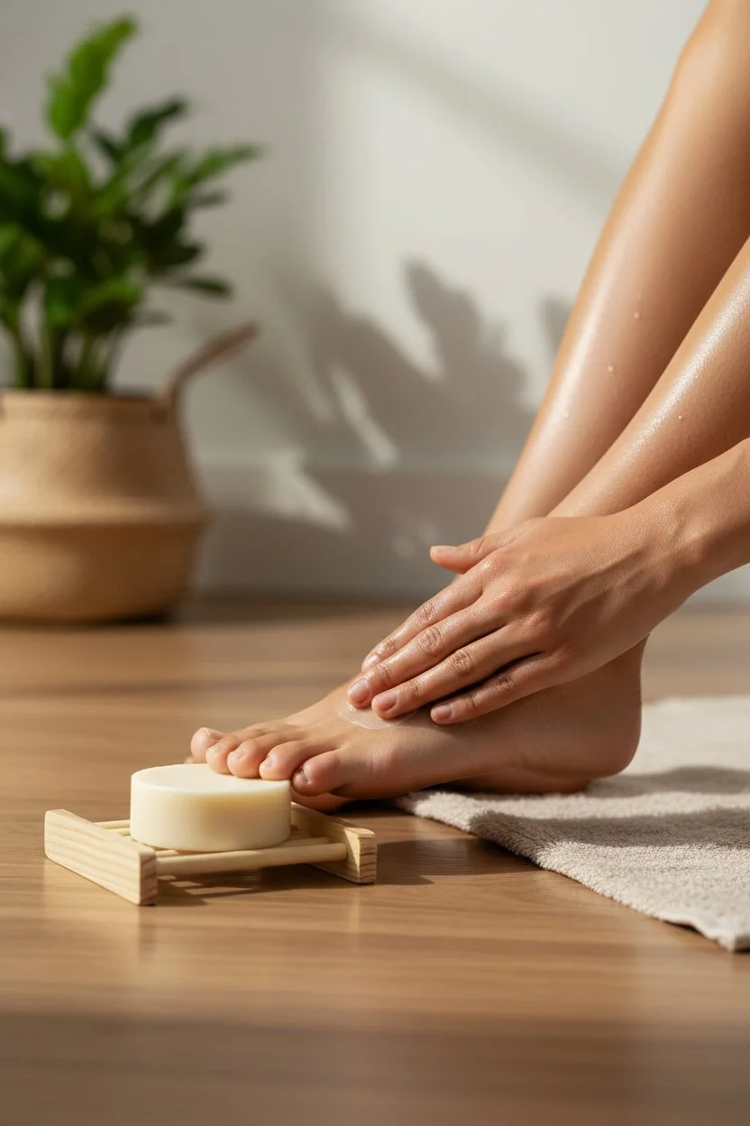 Solid Foot Repair Balm near foot