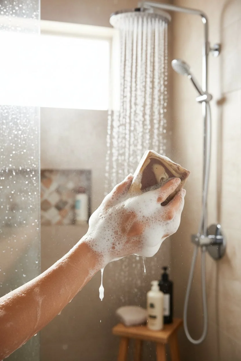 The Reason Radiant Red Maple beer soap bar with lather