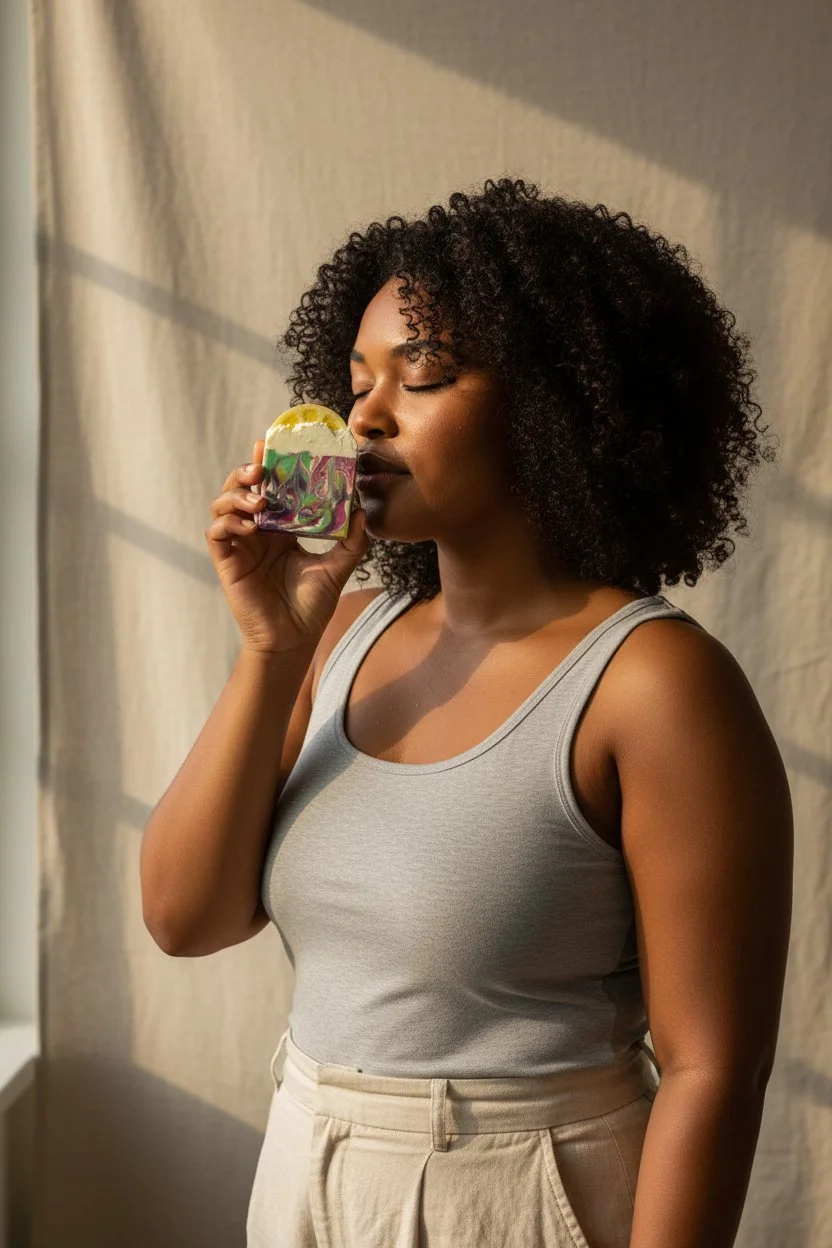 Revive Me Raspberry Lemonade beer soap bar in hand