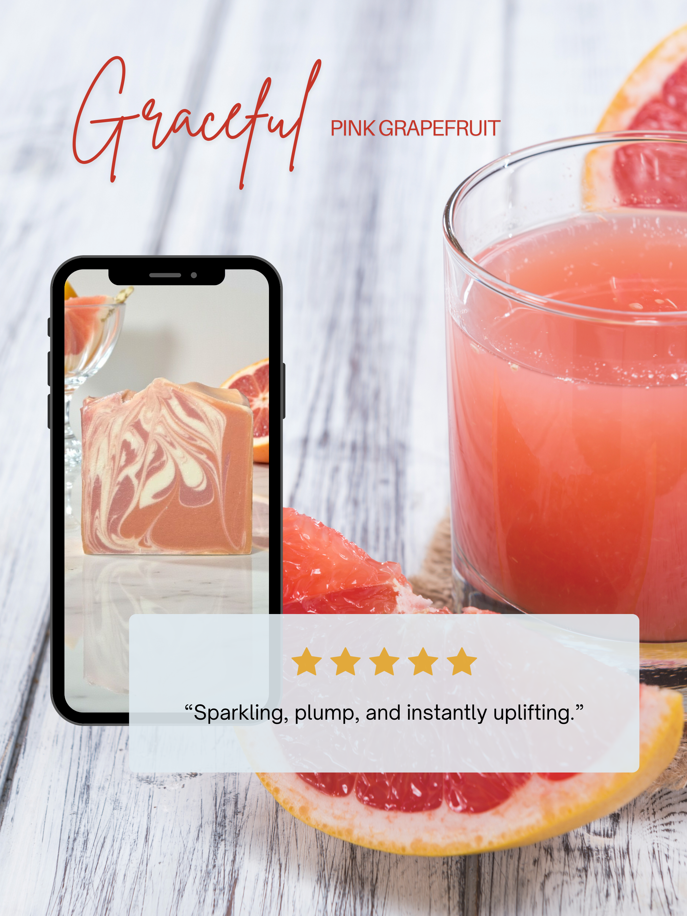 Customer review graphic for Graceful Pink Grapefruit beer soap bar