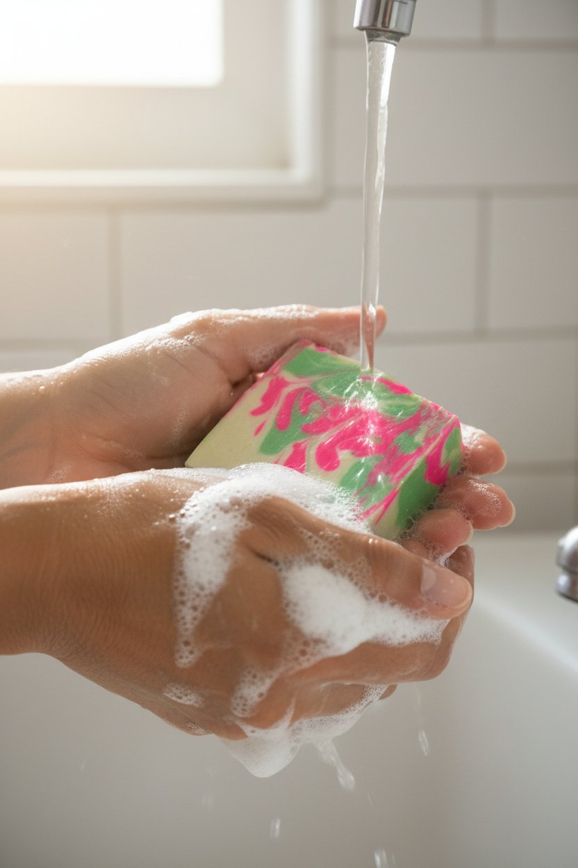 Commitment Charming Bloom beer soap bar with lather