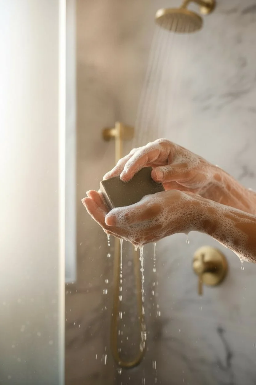 Victorious Warm Vanilla Sugar beer soap bar being used at sink