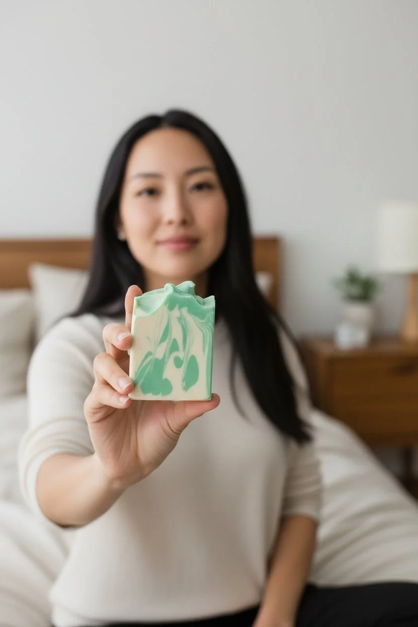 Heavenly Springs Irish Spring beer soap bar in hand