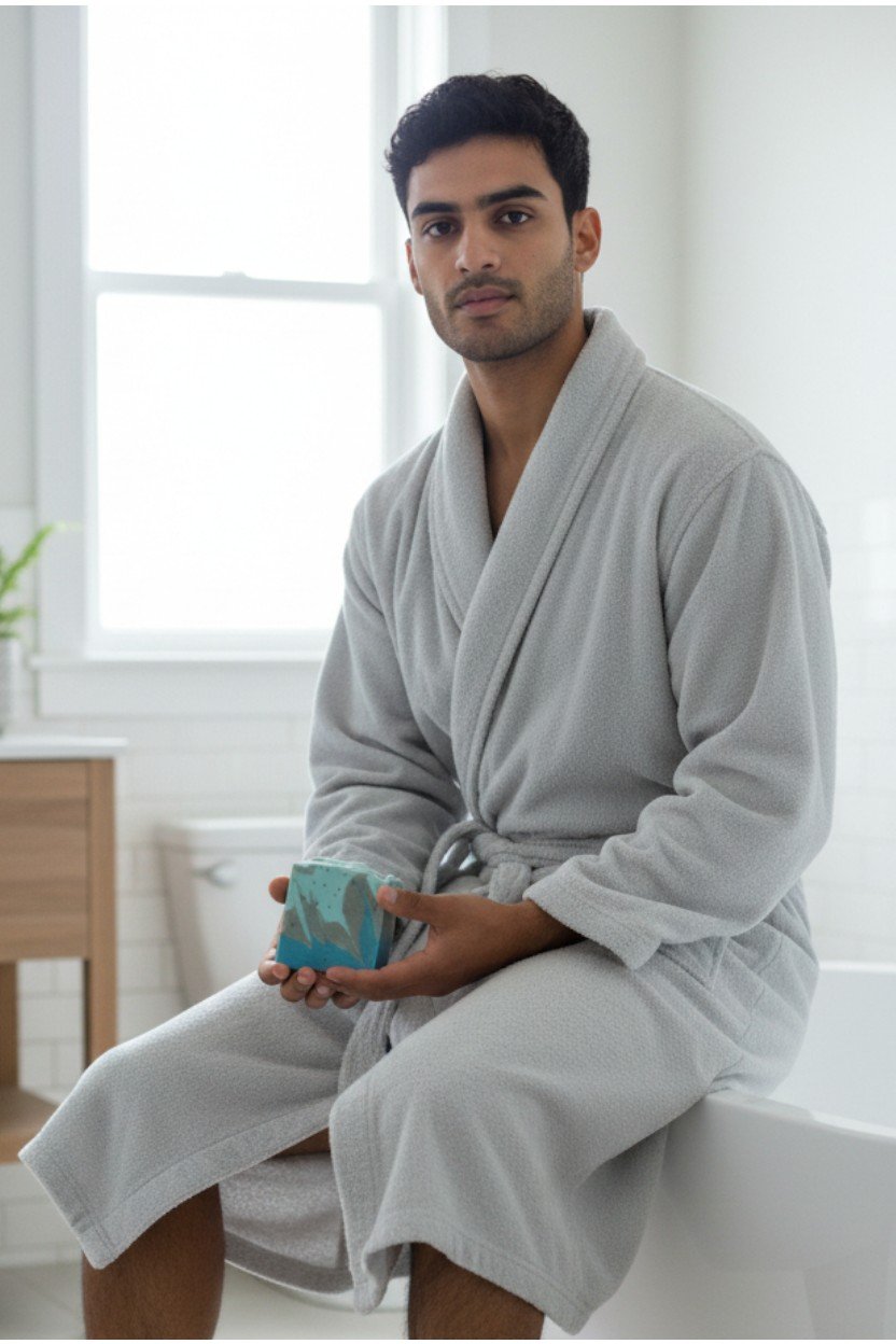 Water to Wine Cool Water beer soap bar in hand