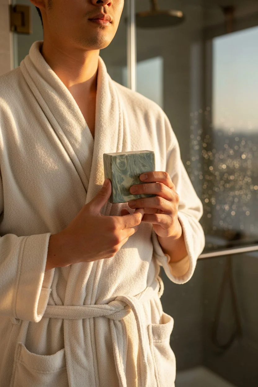 40 Nights Faith Over Fear beer soap bar in hand