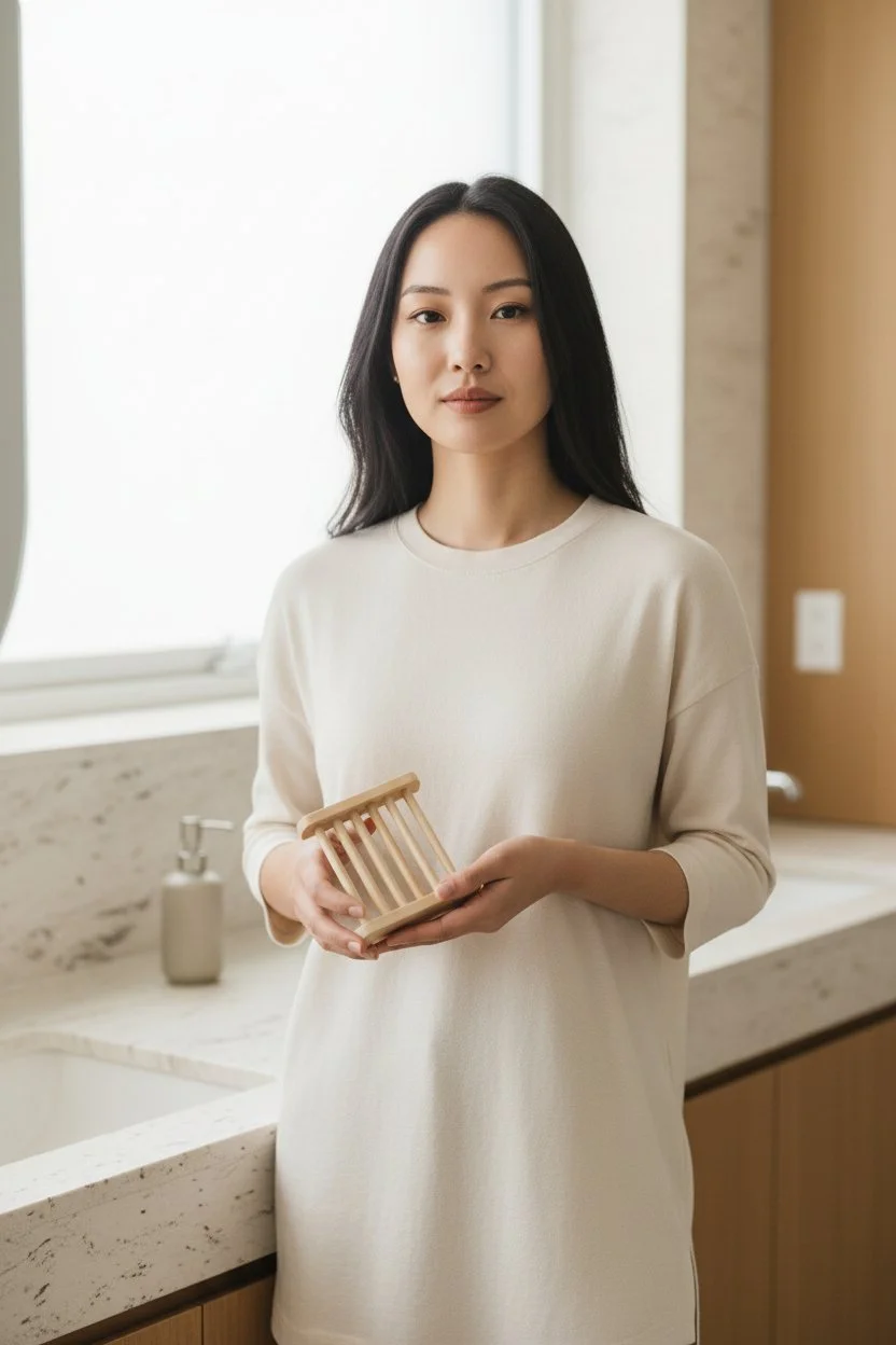 Multipurpose Bamboo Tray being held