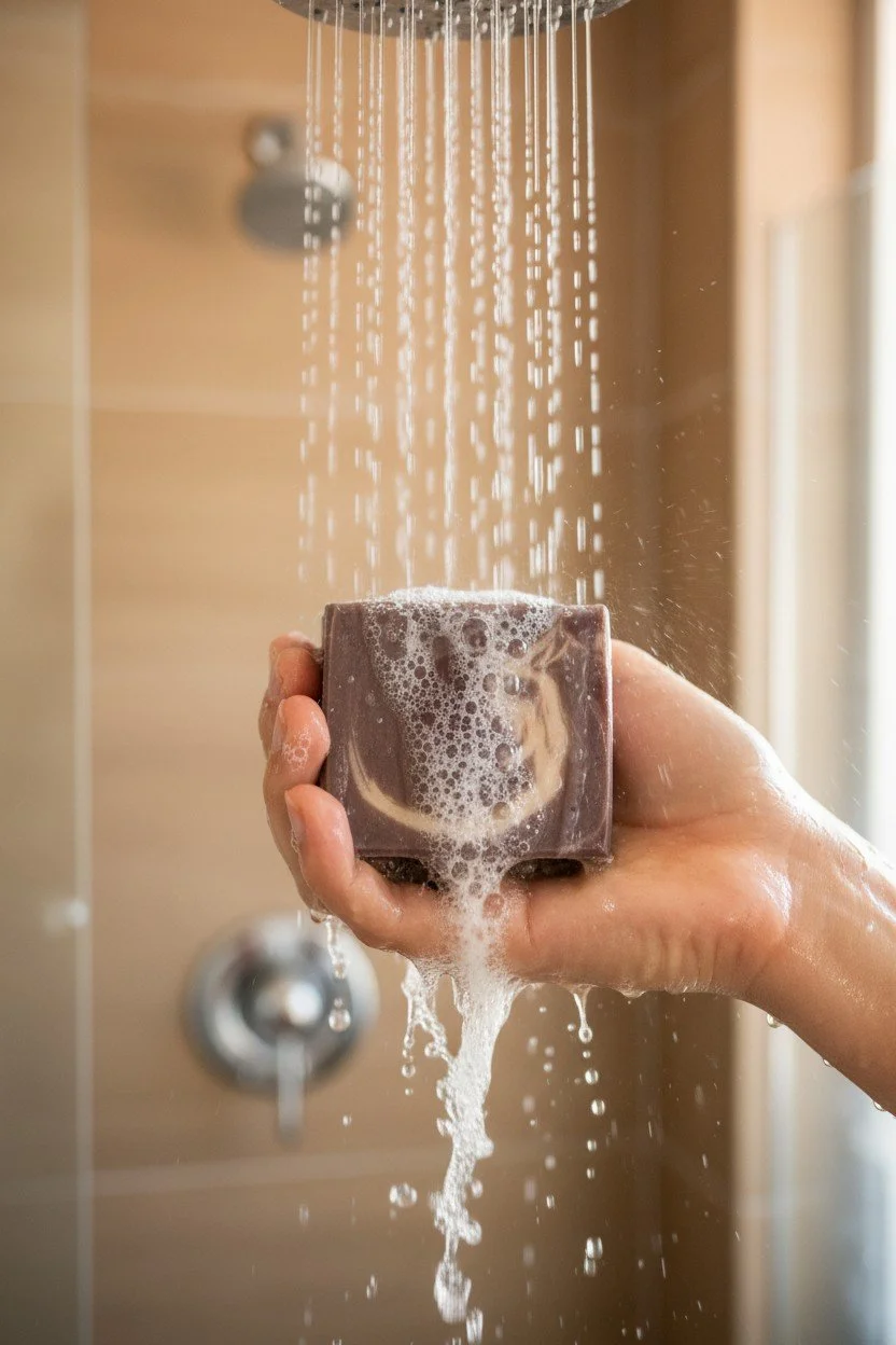 psalm23-the-reason-red-maple-beer-soap-in-shower.jpg