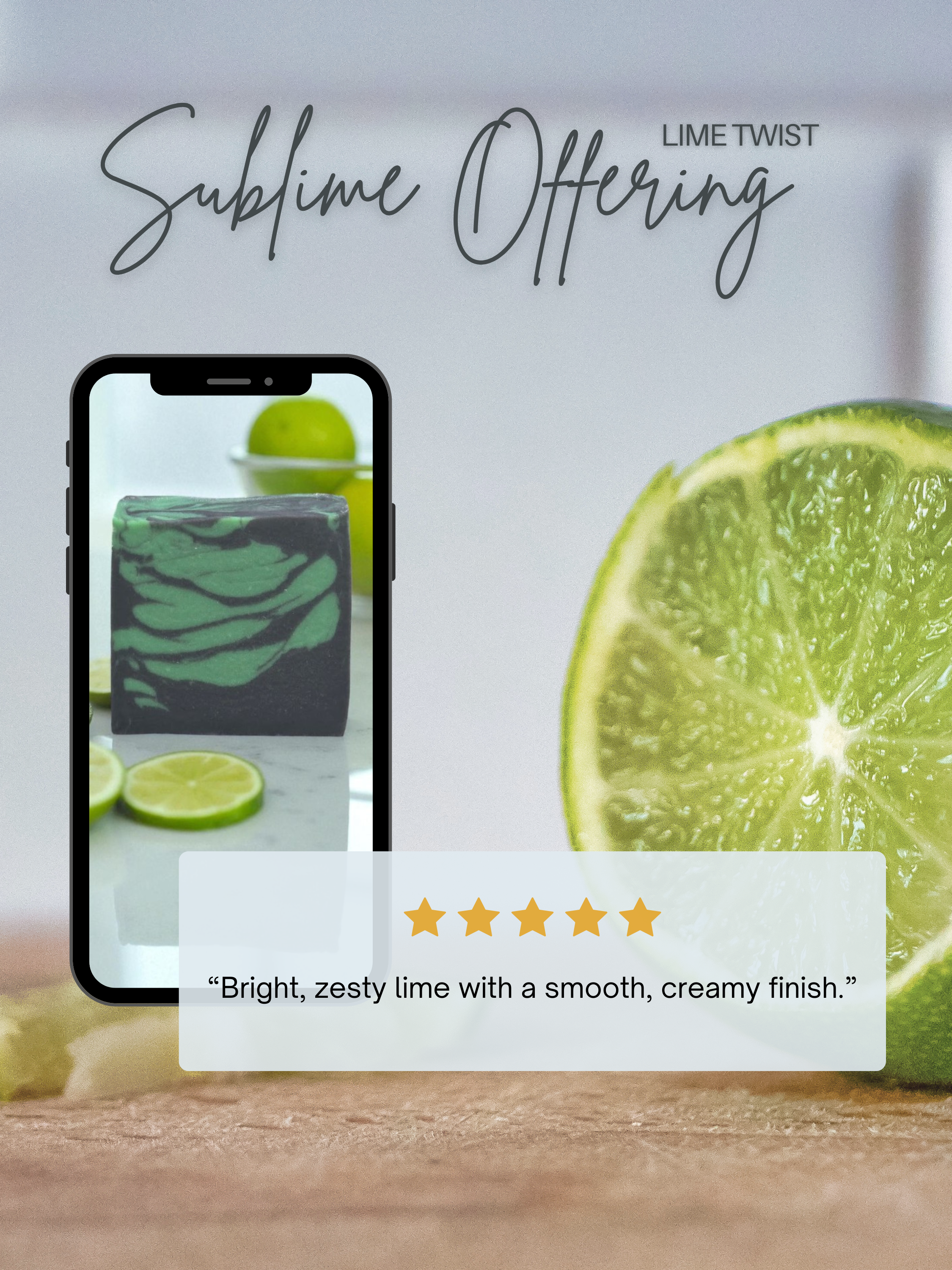 Customer review graphic for Sublime Offering Lime Twist beer soap bar