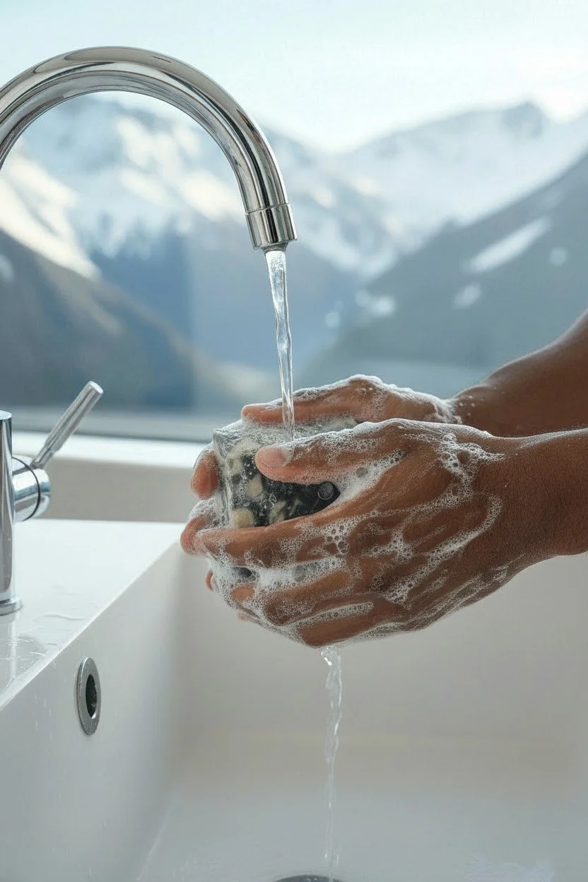 Masterpiece the Perfect Man beer soap bar being used