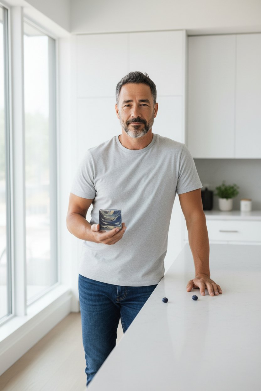 Be Still Blueberry Jam beer soap bar in hand