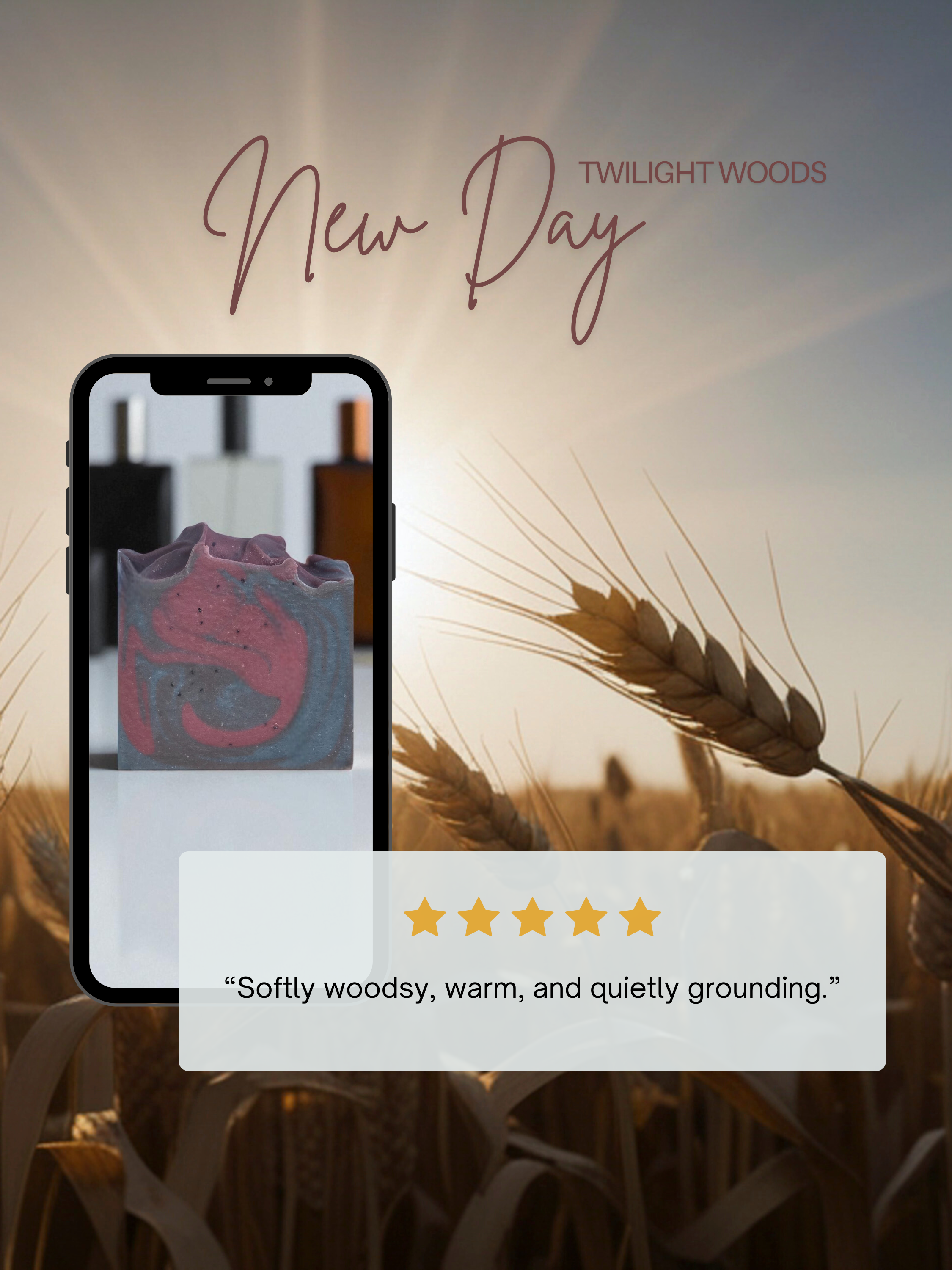 Customer review graphic for New Day Twilight Woods beer soap bar