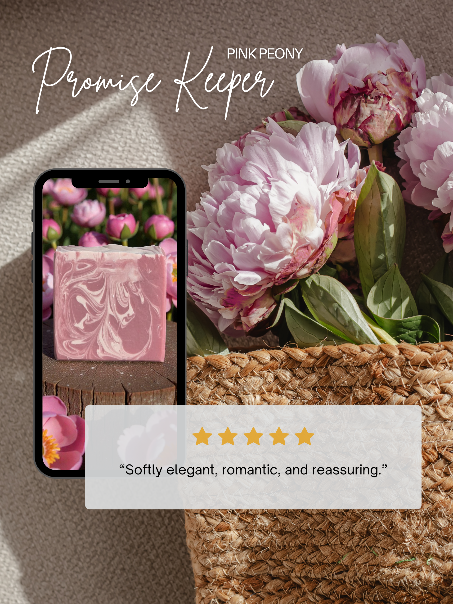 Customer review graphic for Promise Keeper Pink Peony beer soap bar