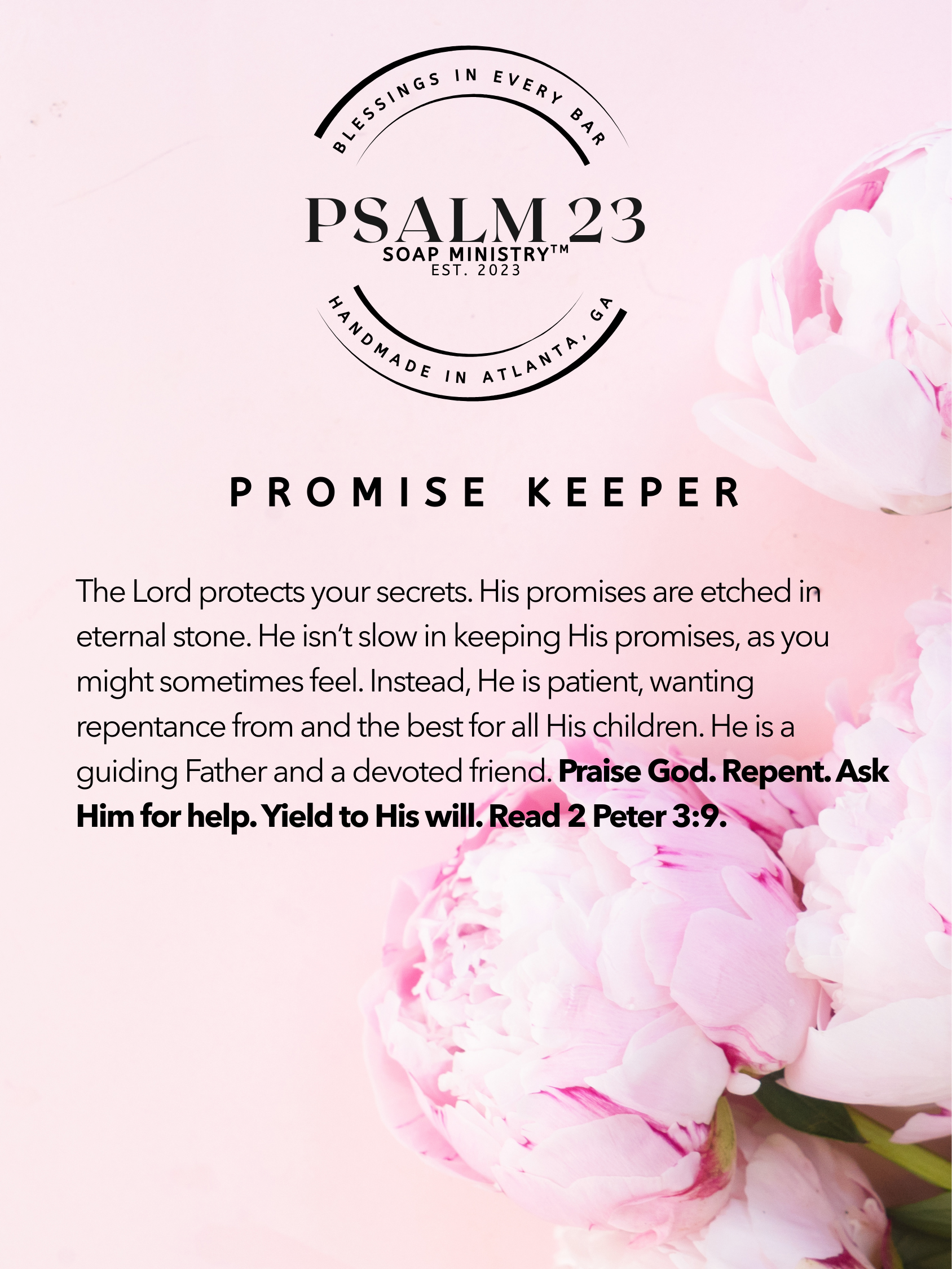 Promise Keeper Pink Peony scripture story card