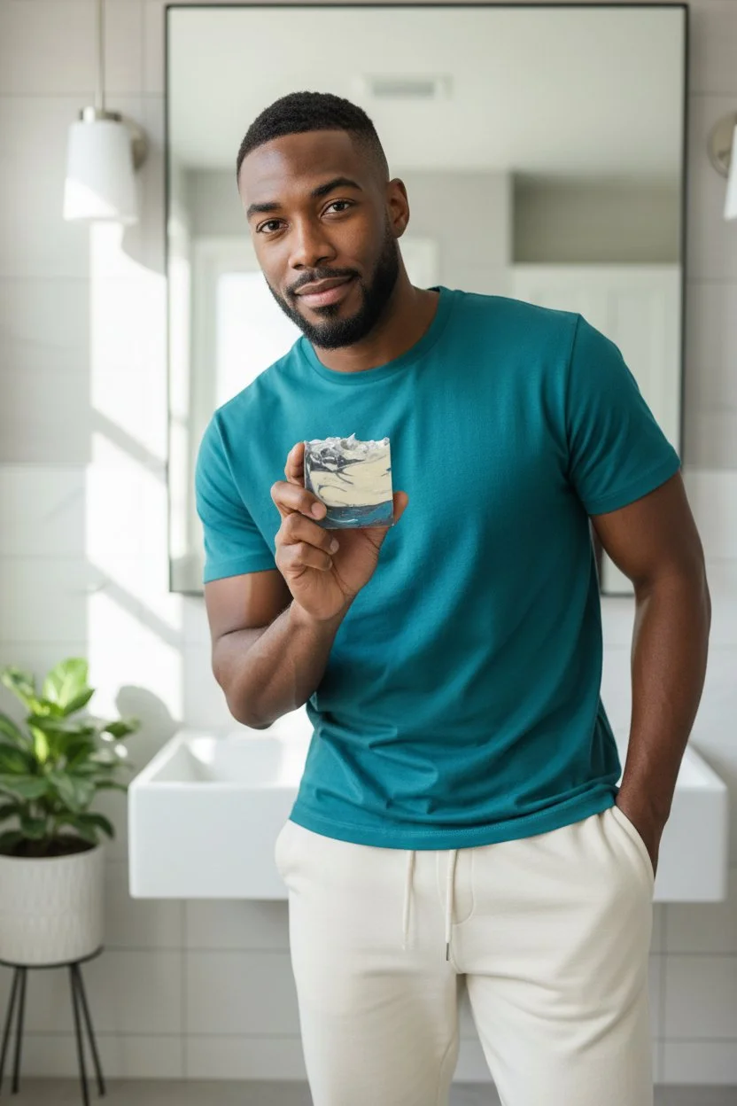 Believe Black Ice beer soap bar in hand