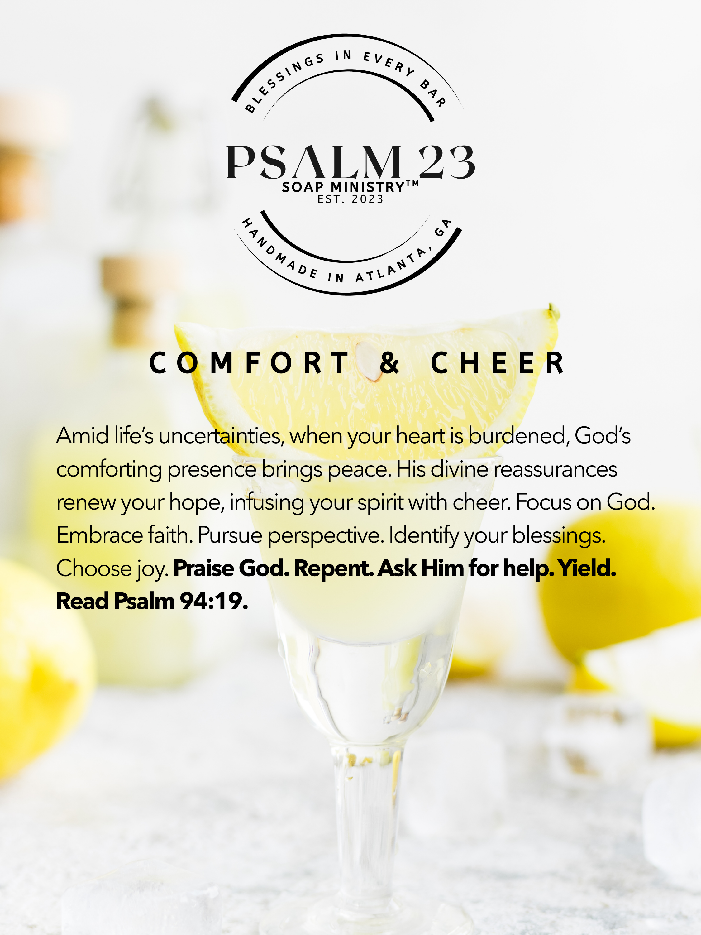 Comfort & Cheer Italian Limoncello scripture story card