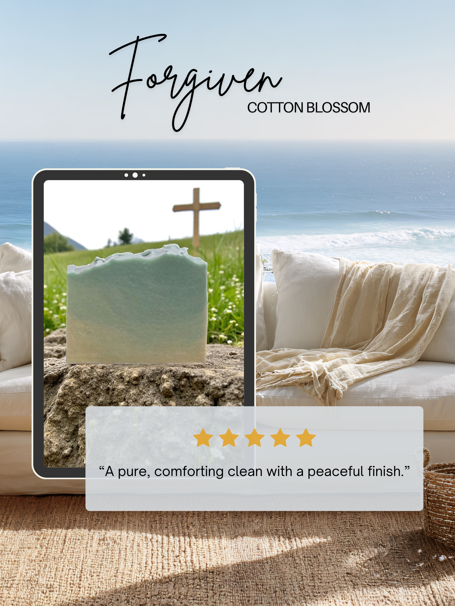 Customer review graphic for Forgiven Cotton Blossom beer soap bar
