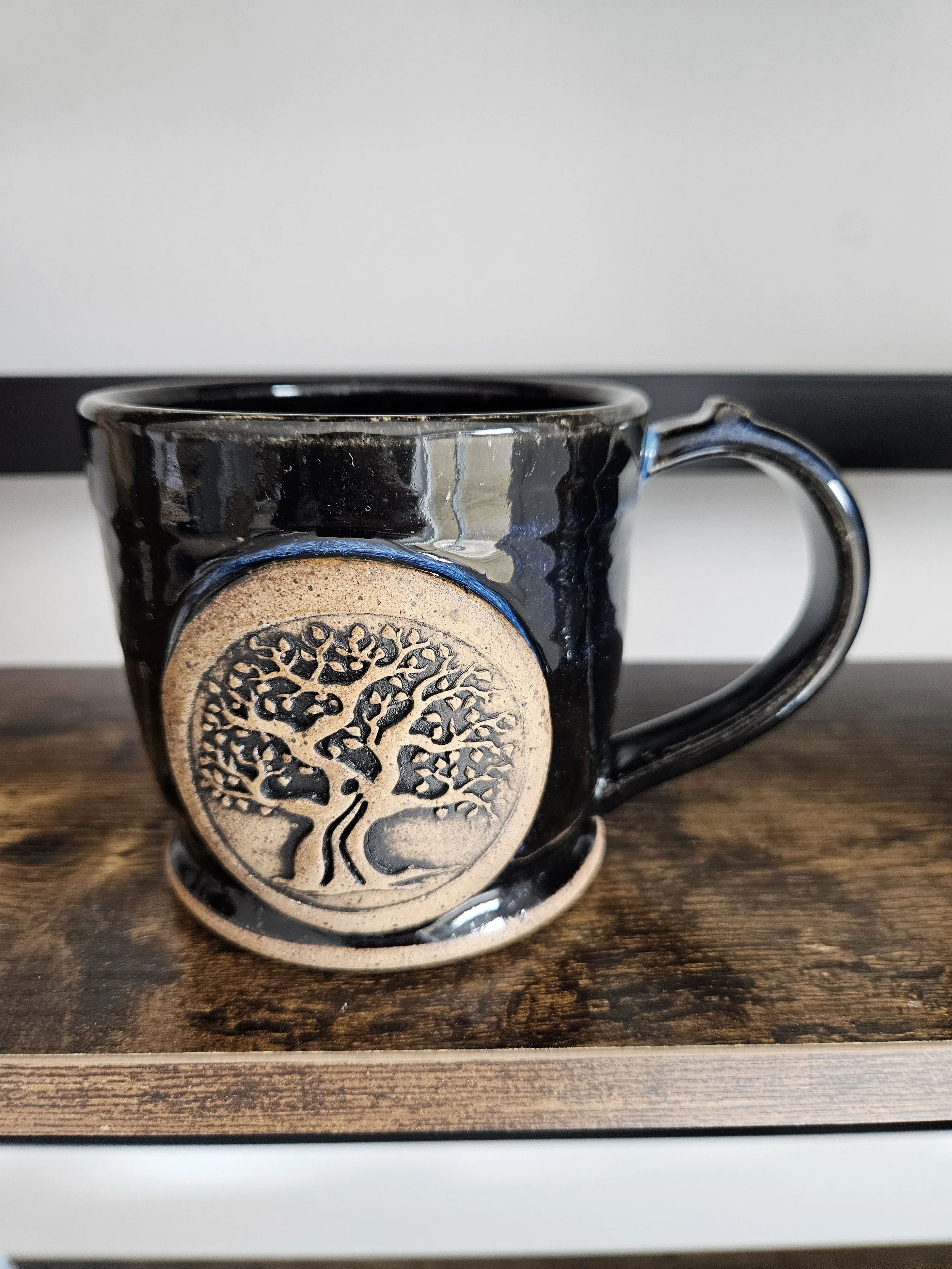 Tree of Life Mug - Black w/Blue Accents