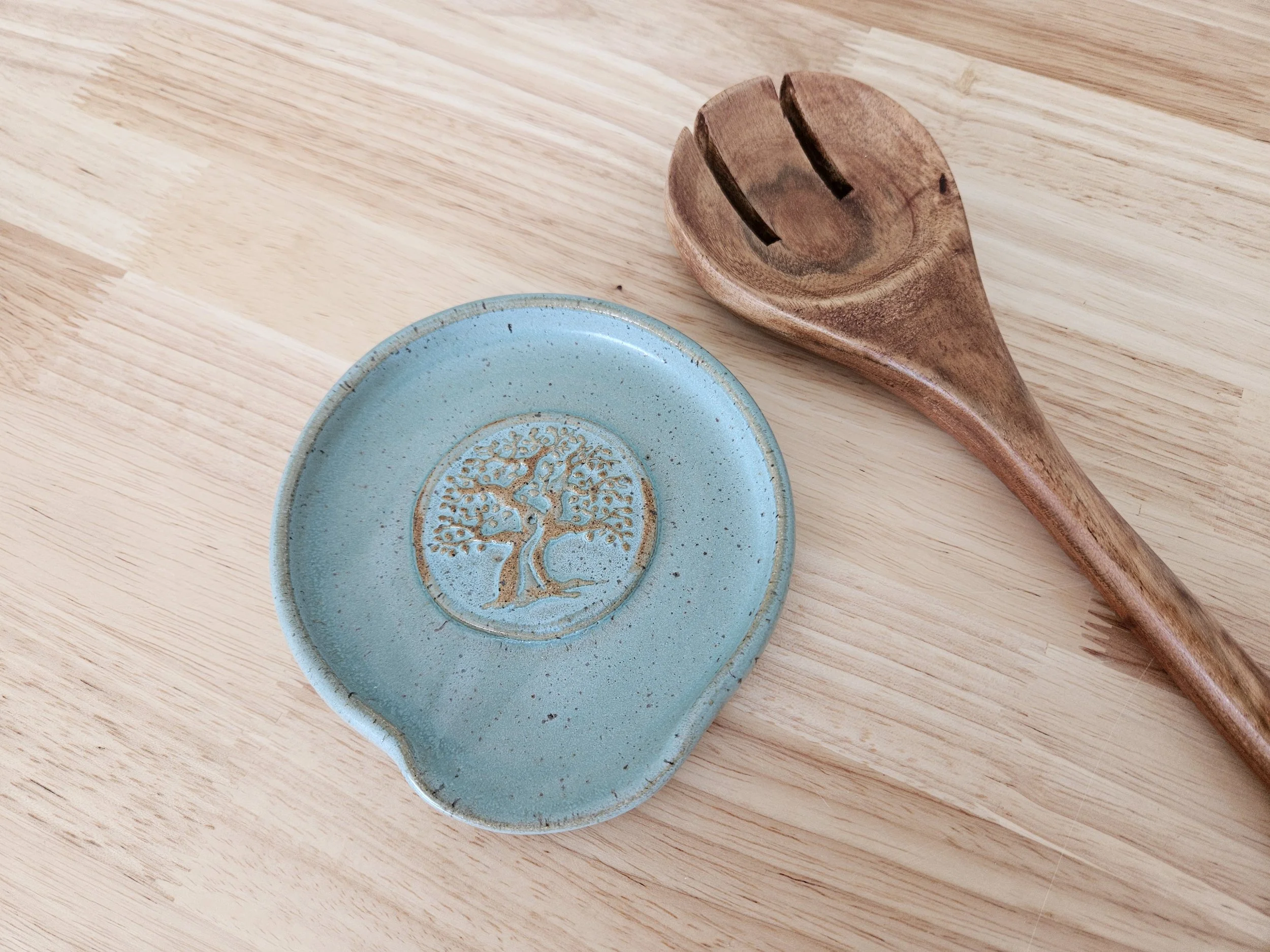 Spoon Rest W/Tree of Life Medallion - Turquoise