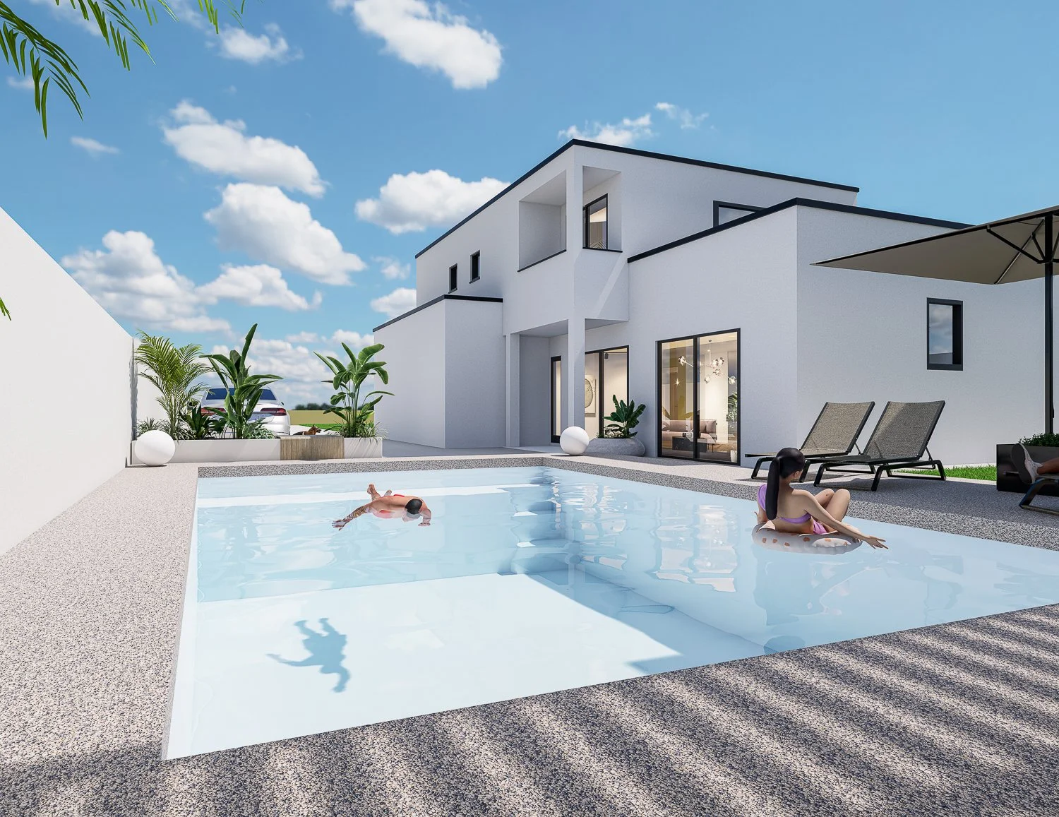 Maison contemporaine avec piscine 