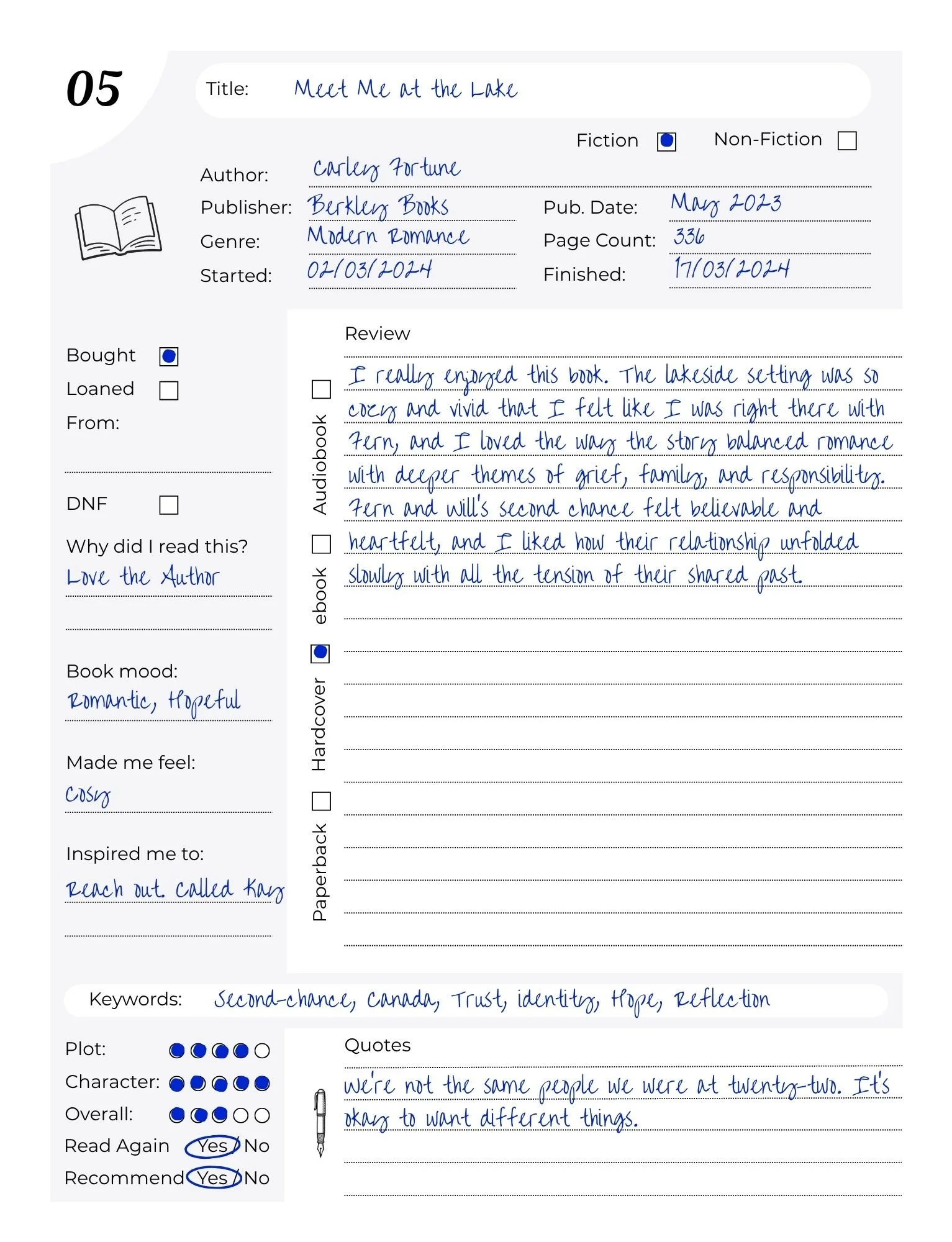 Definitive Reading Journal Interior