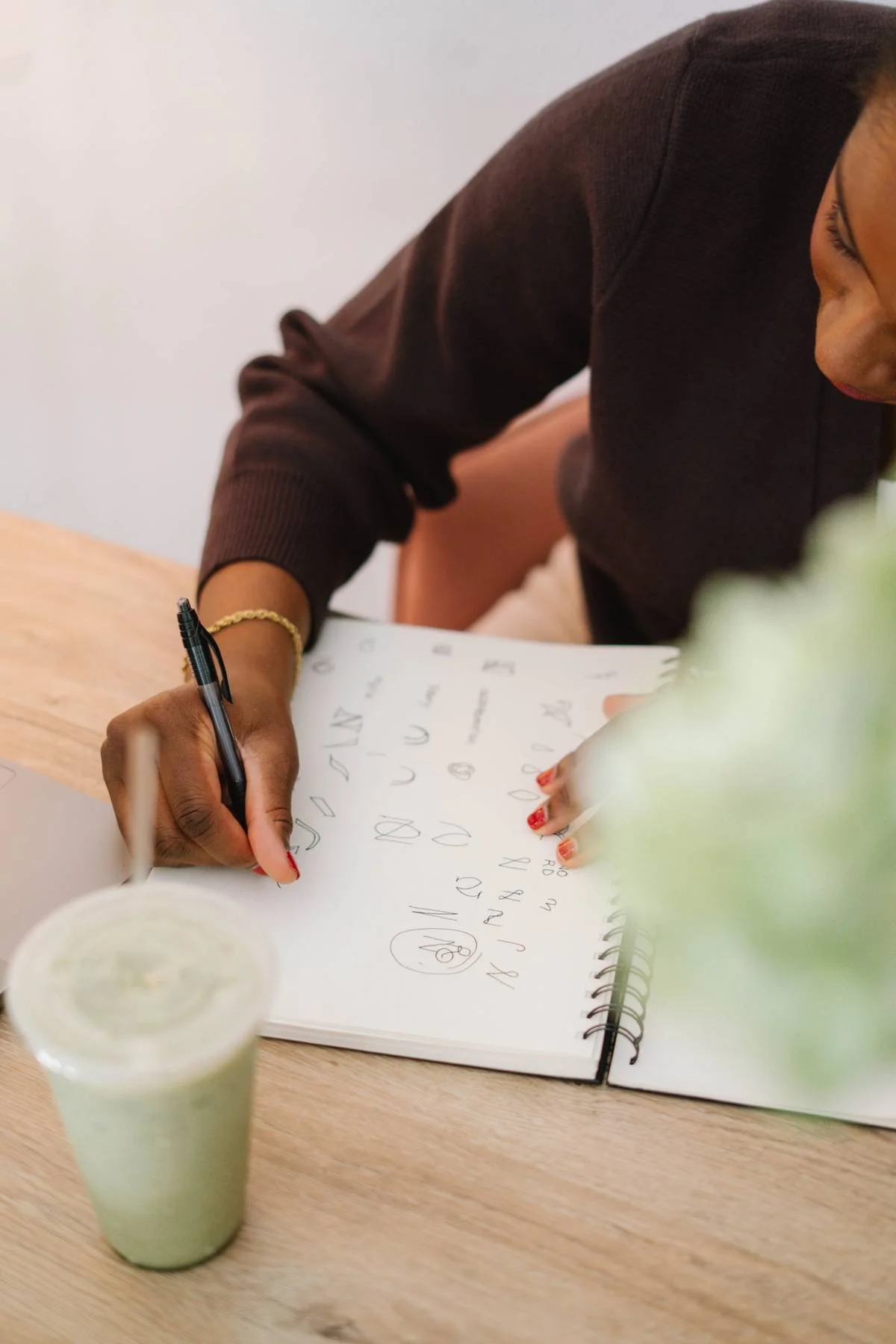 Interior shot of Maka Studio workspace with branding sketches