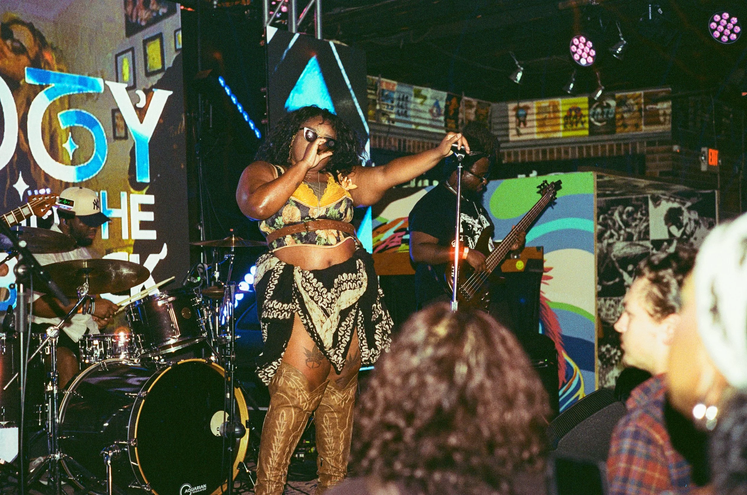 Concert photo on film lit up using a flash