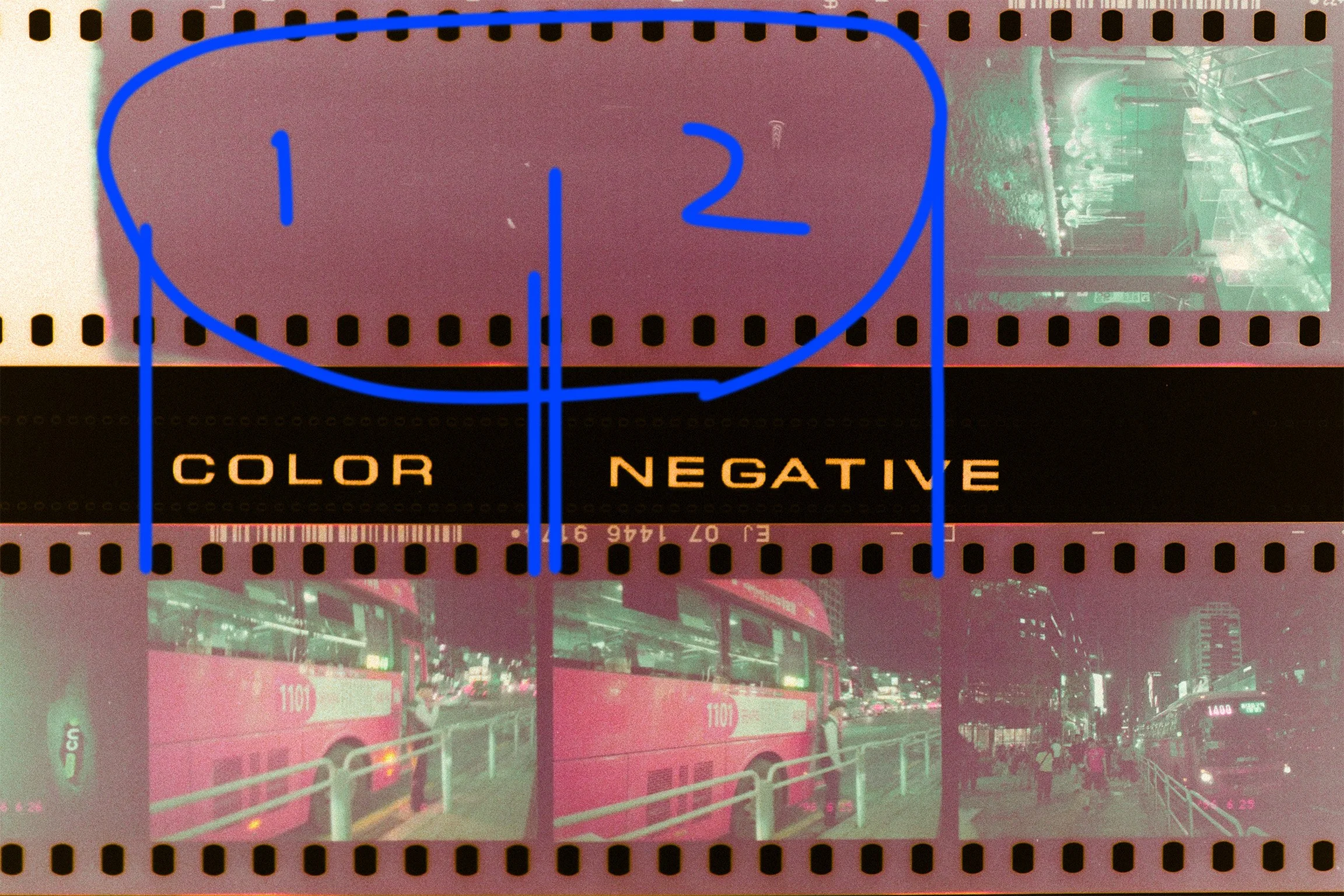 Image showing a negative of film with unused space that could have been exposed with a different camera