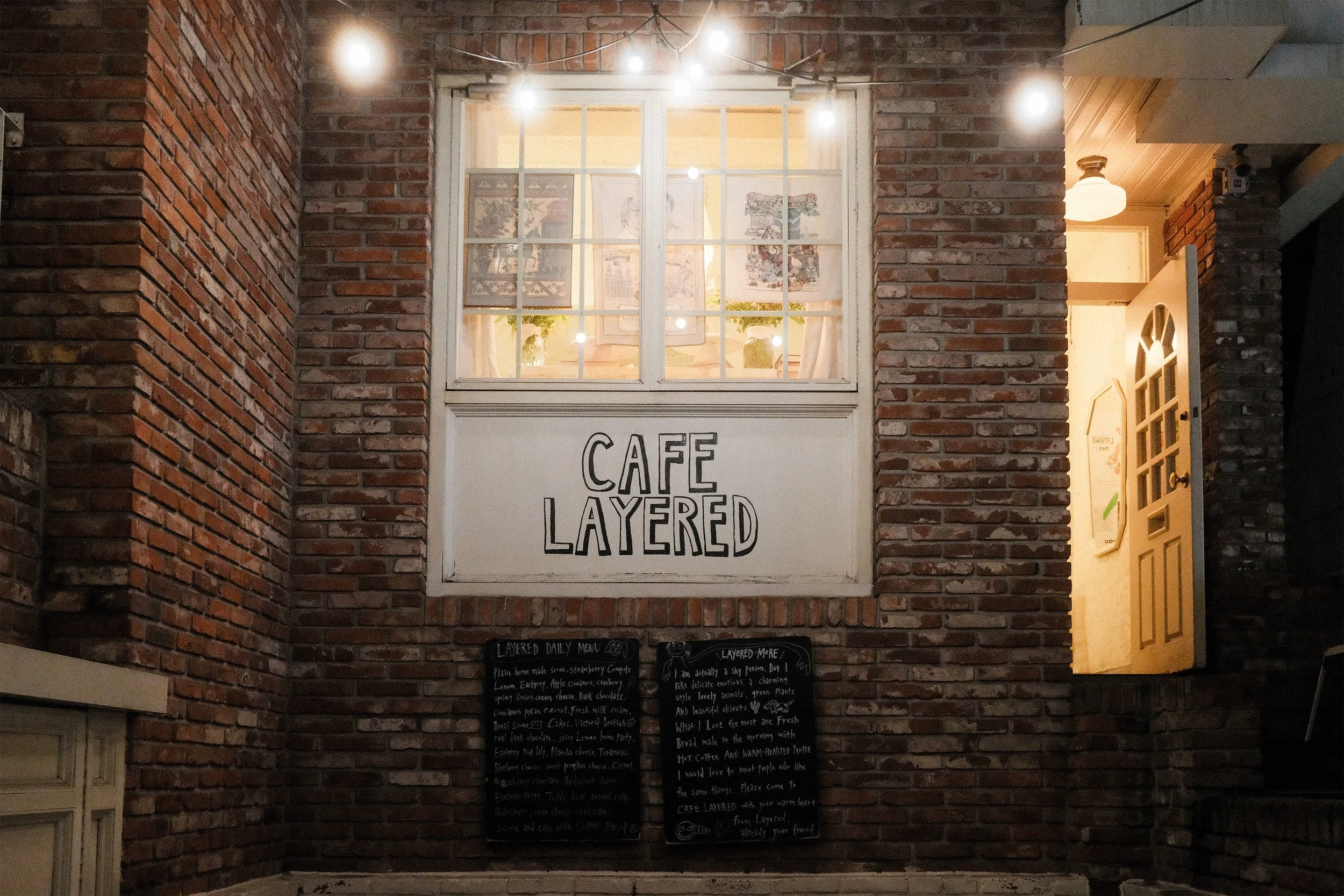 The front exterior of Cafe Layered in Yeonnam, Seoul, South Korea