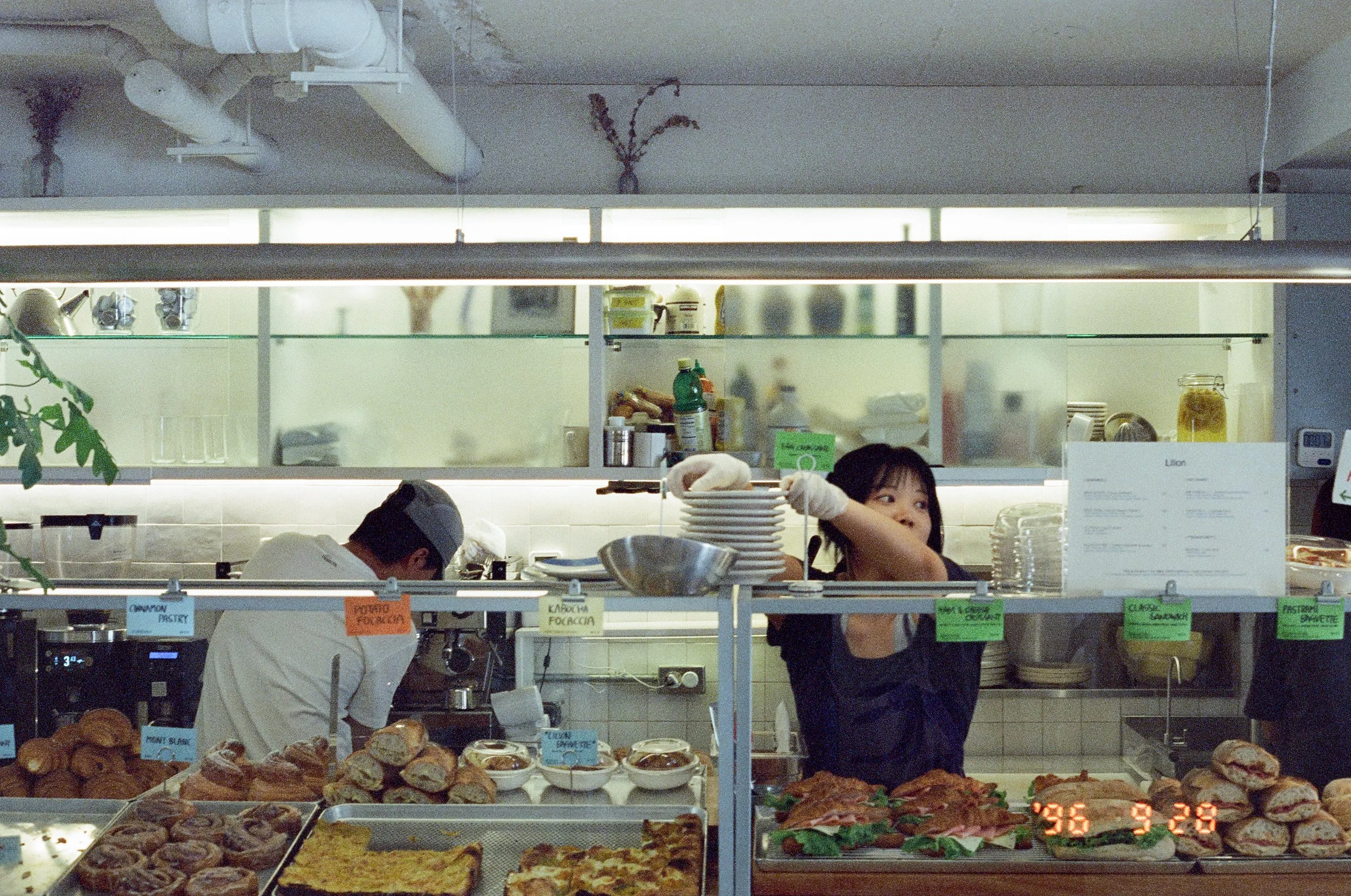 View of the pastries and workers in Lilion Bakery