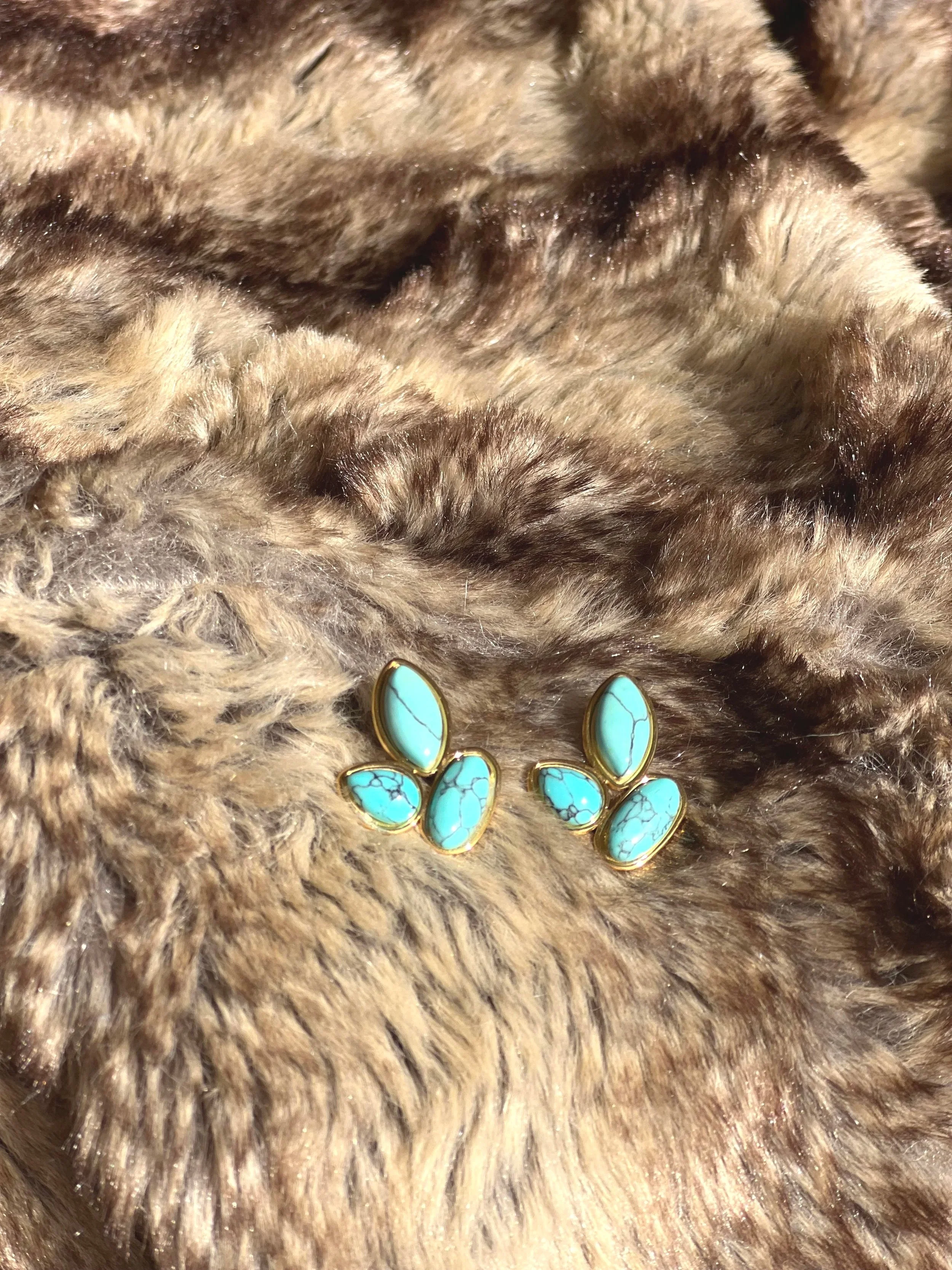 Triple Turquoise Stud Earrings