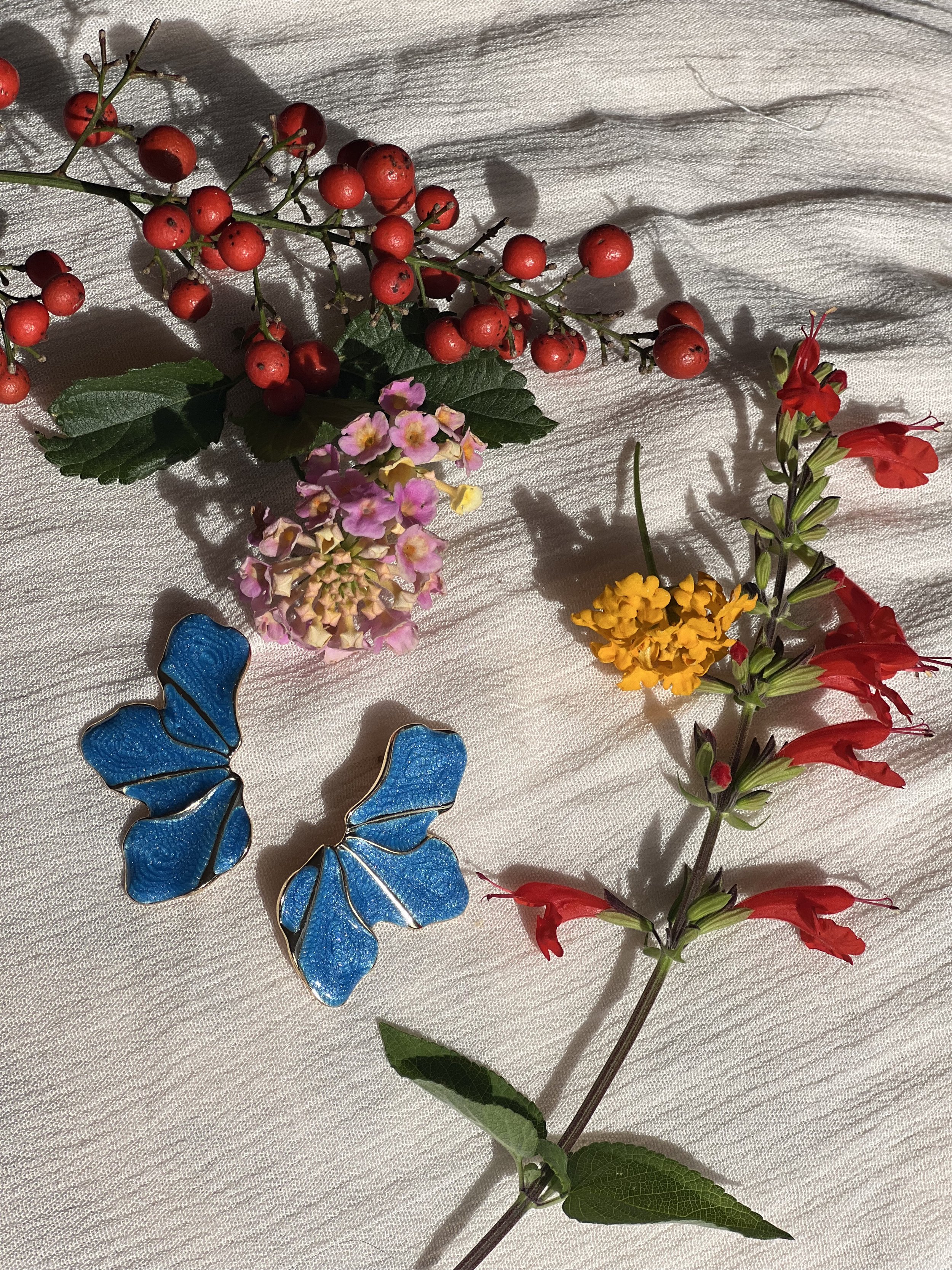 Petal Drop Earrings (Blue)