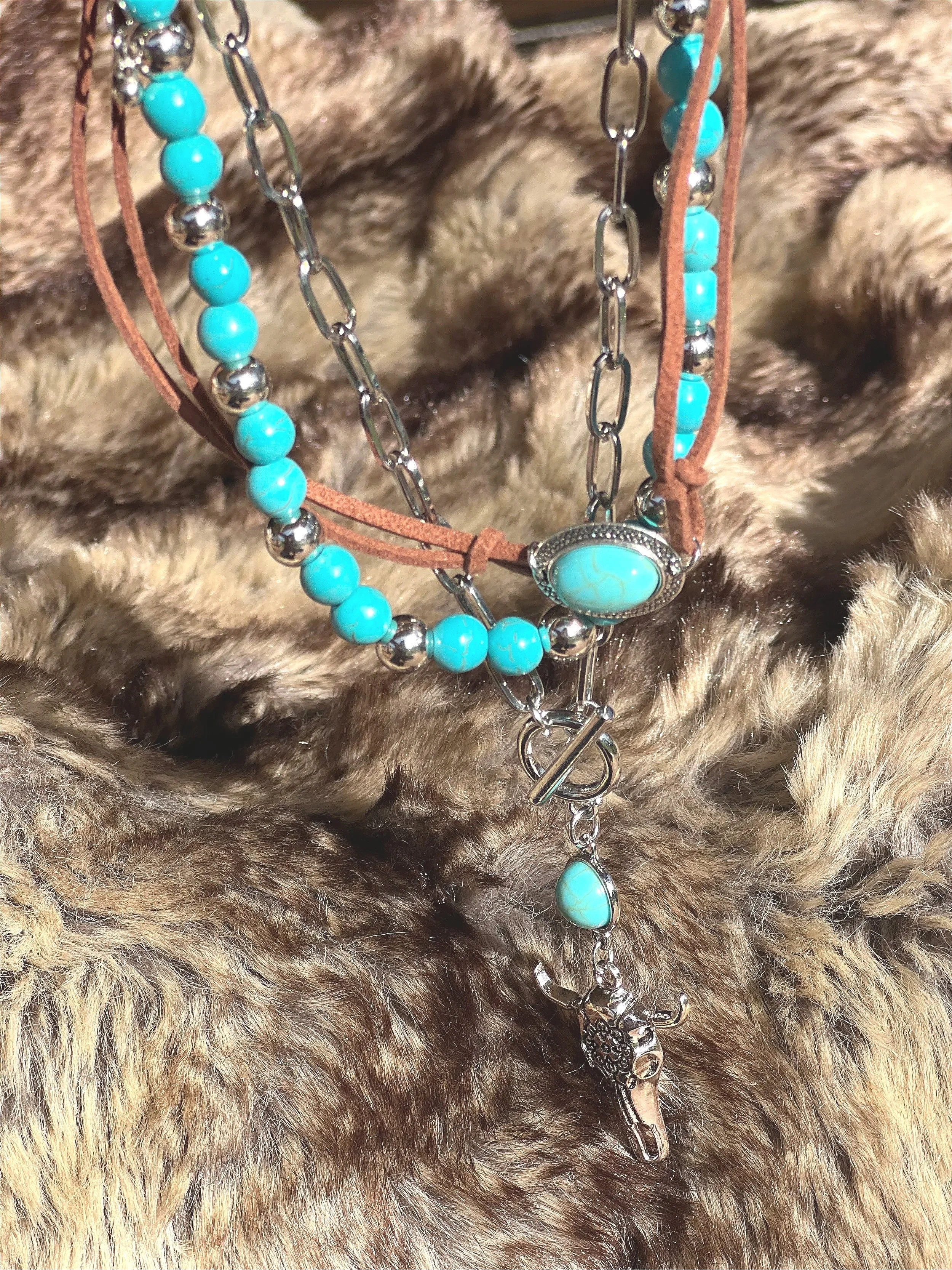 Triple Layer Bullhead Necklace