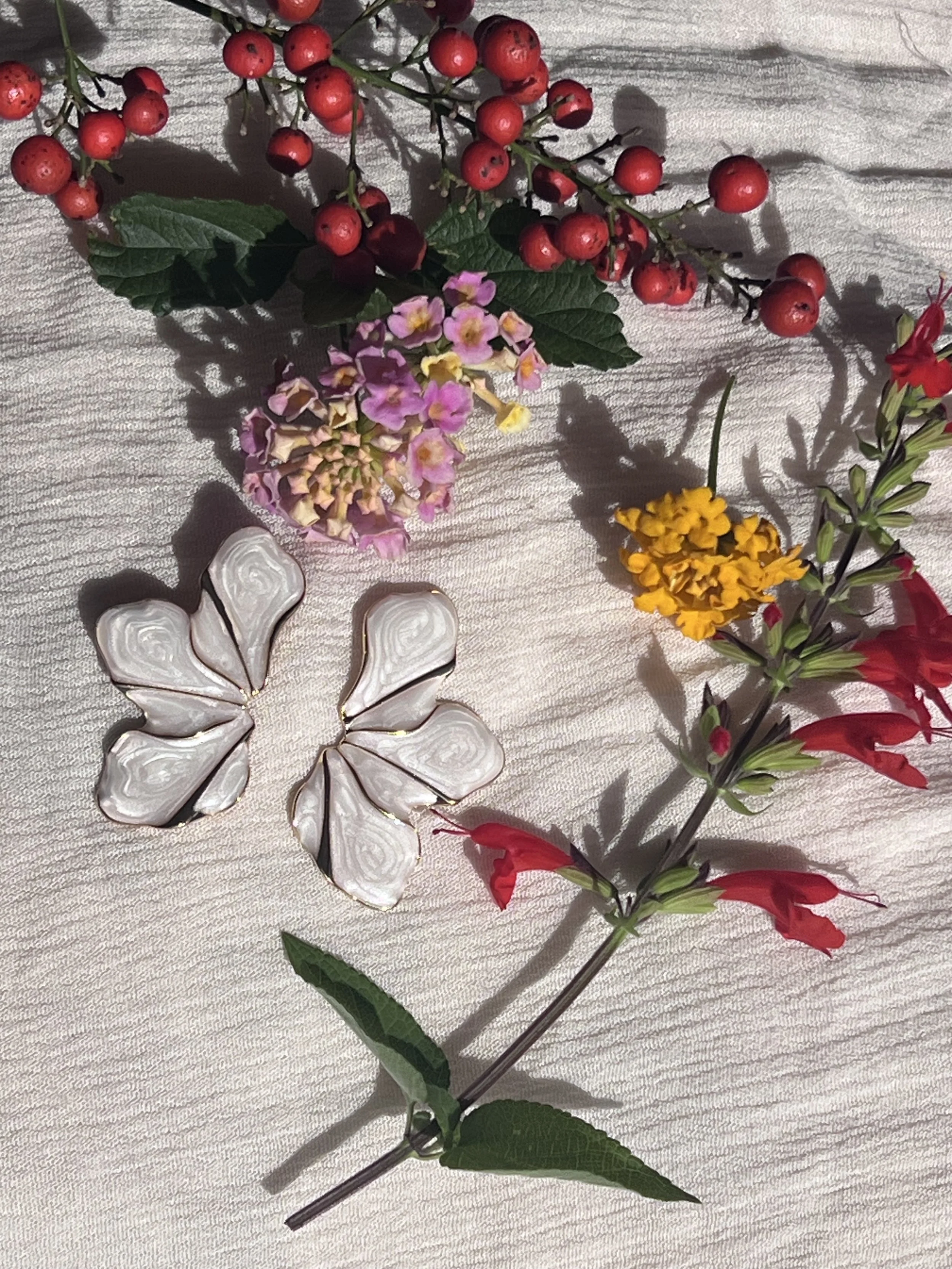 Petal Drop Earrings (White)