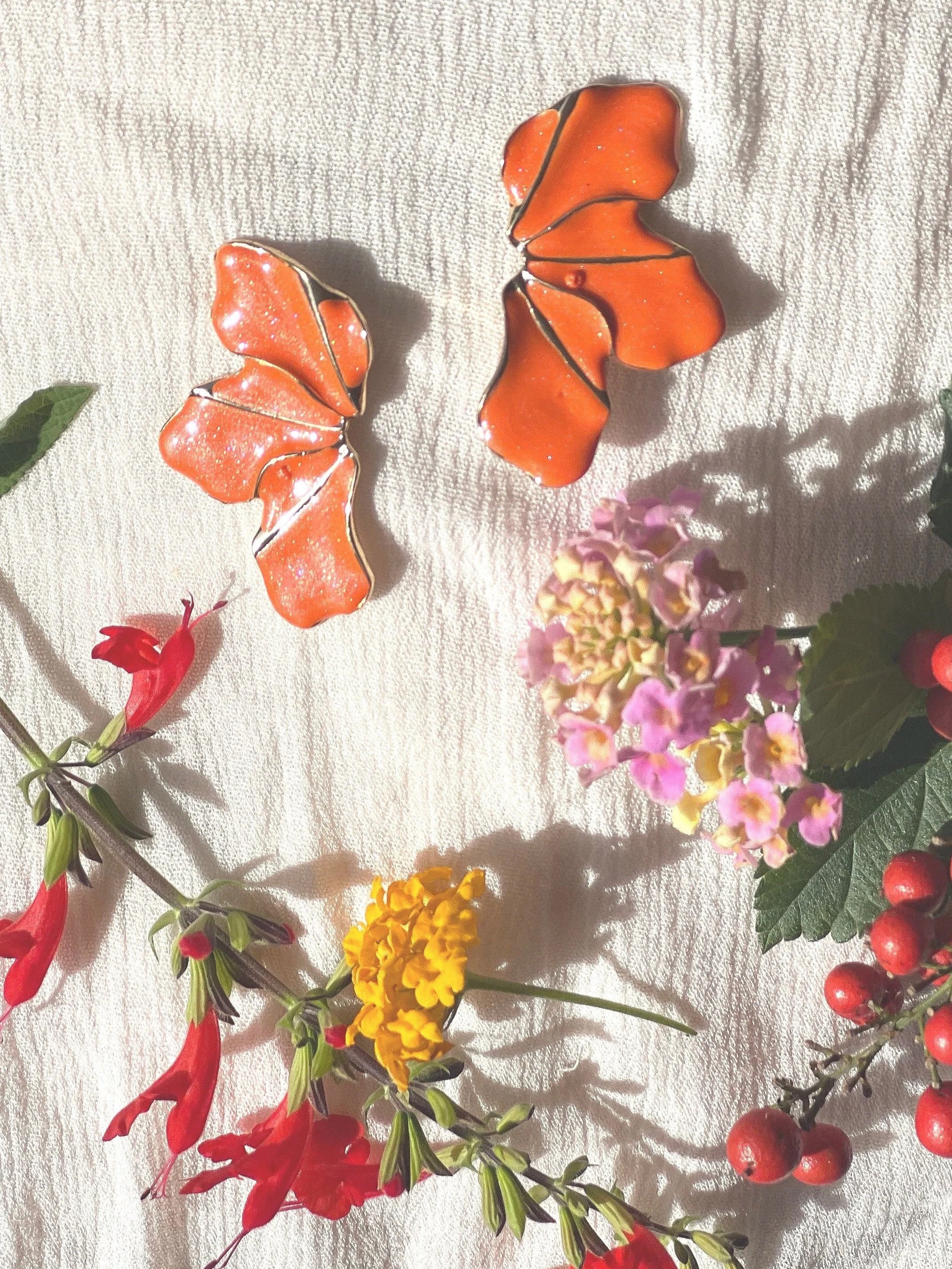 Petal Drop Earrings (Orange)