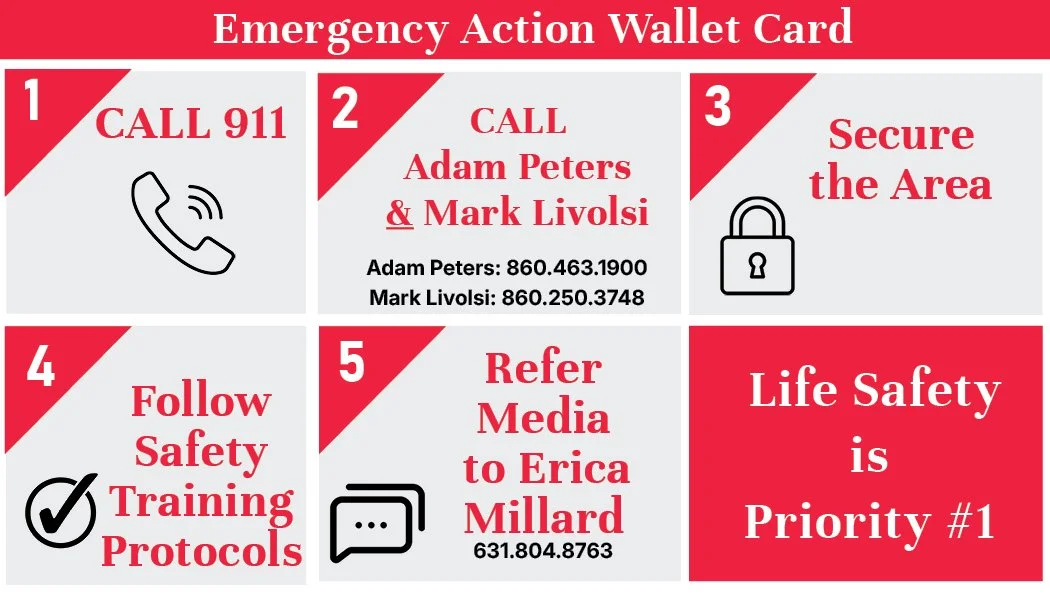 KBE Building Corporation Crisis Contact Card Back