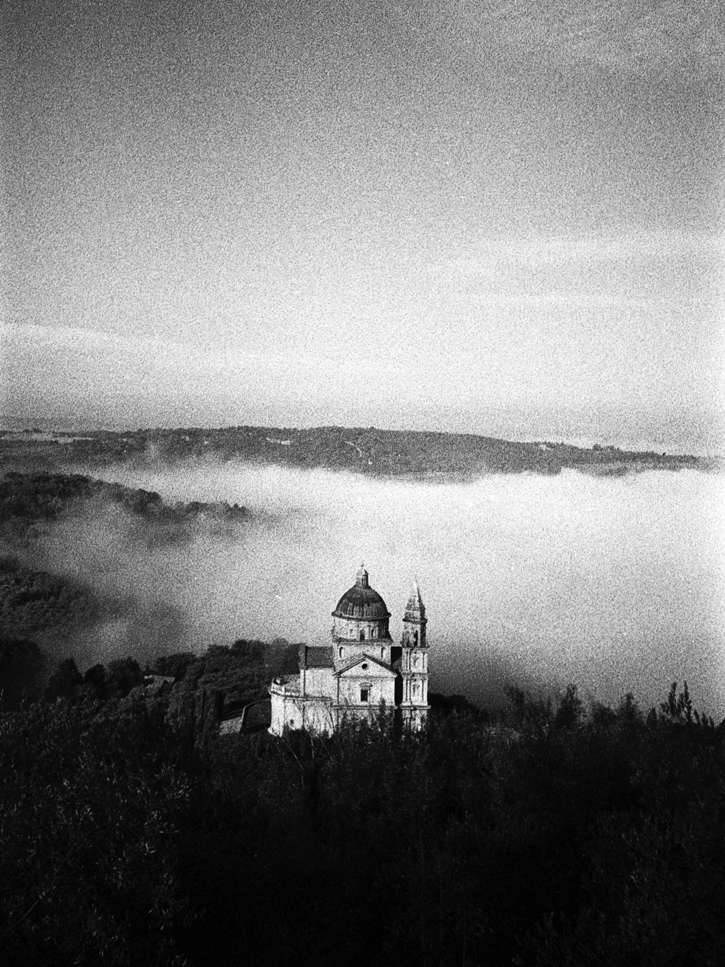 Untitled 
.
.
.
#blackandwhite #bw #analogphotography #filmisnotdead #grain #landscape #church #cloud
